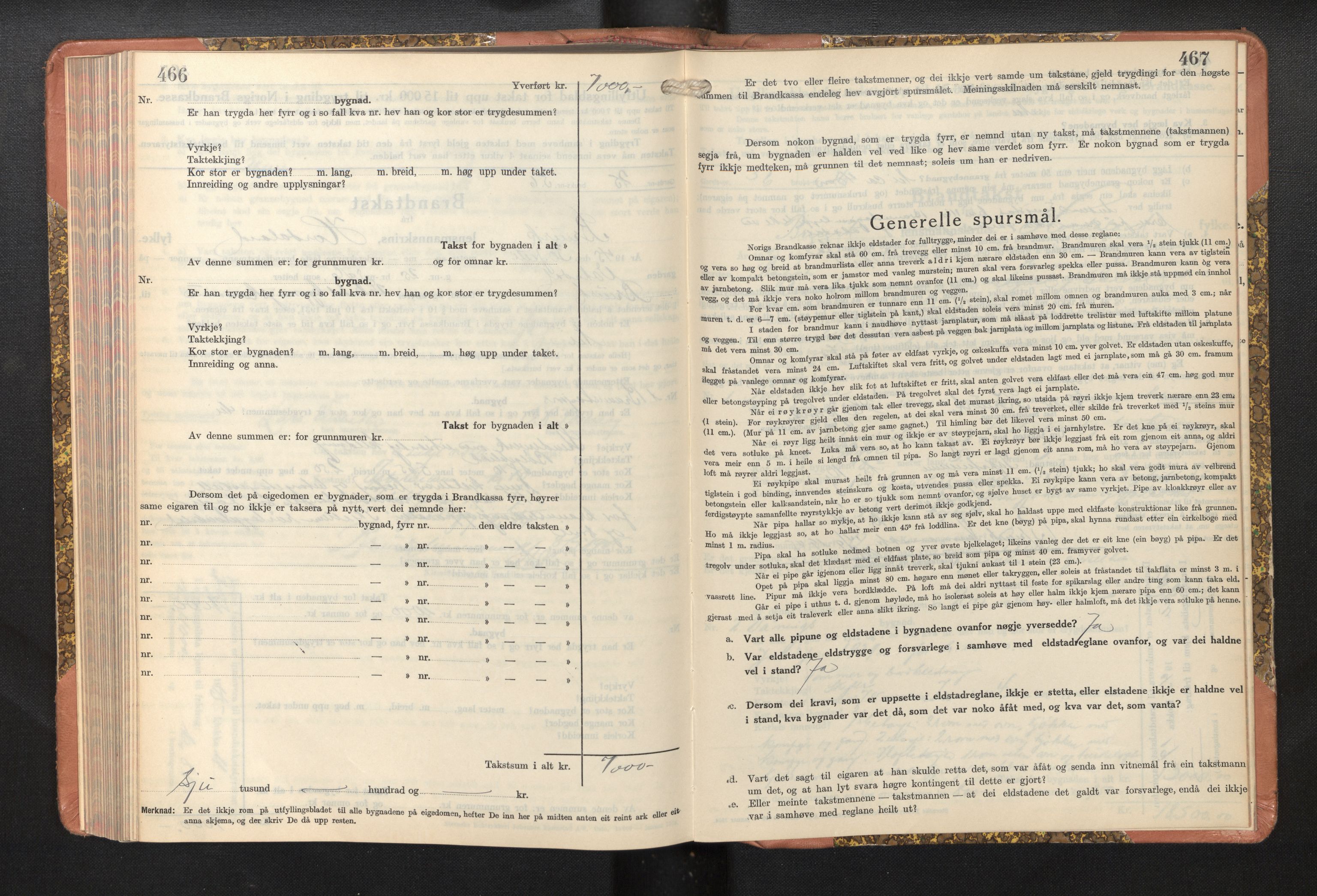 Lensmannen i Bruvik, AV/SAB-A-31301/0012/L0011: Branntakstprotokoll, skjematakst, 1936-1949, s. 466-467