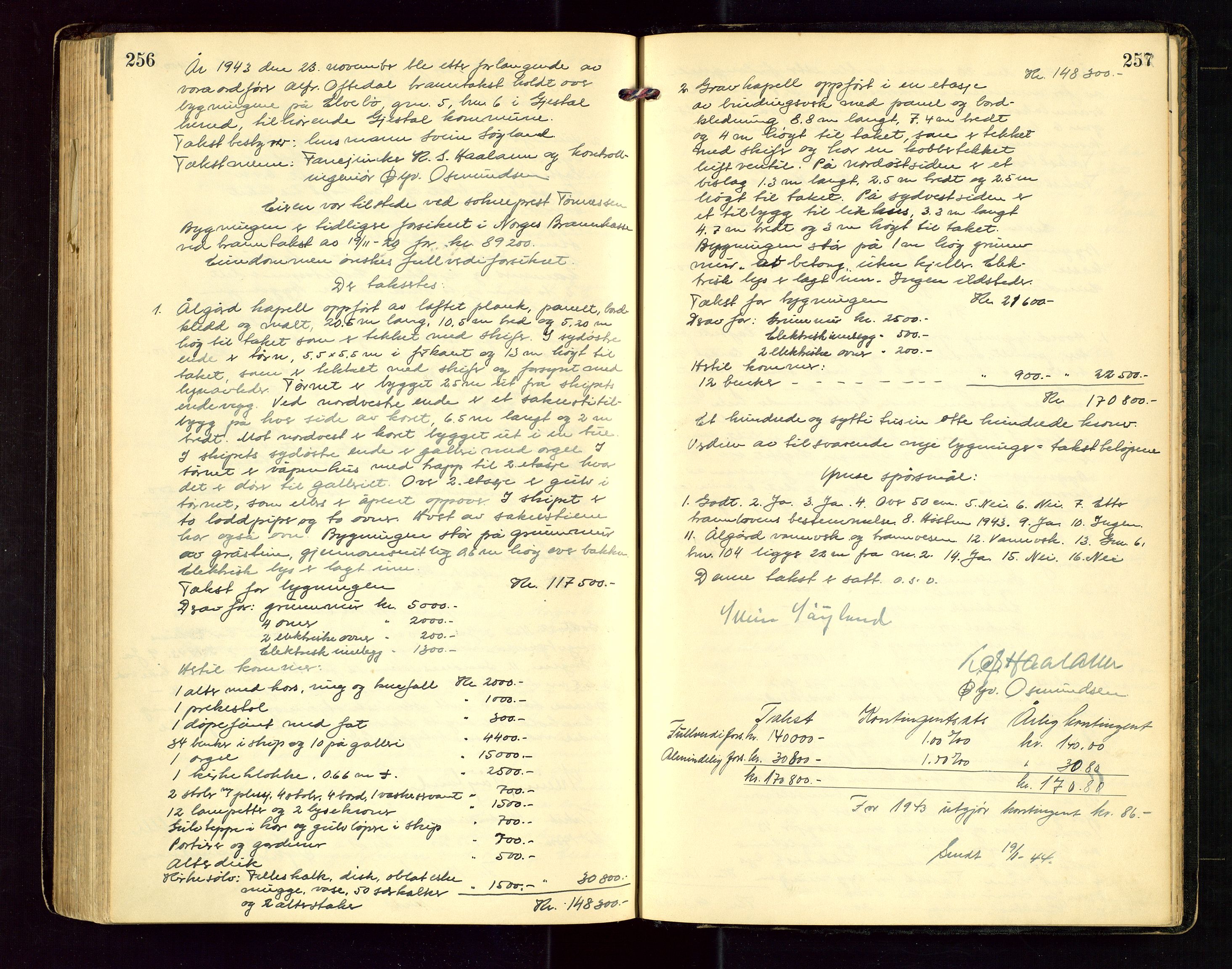 Gjesdal lensmannskontor, AV/SAST-A-100441/Go/L0003: Branntakstprotokoll, 1921-1944, s. 256-257