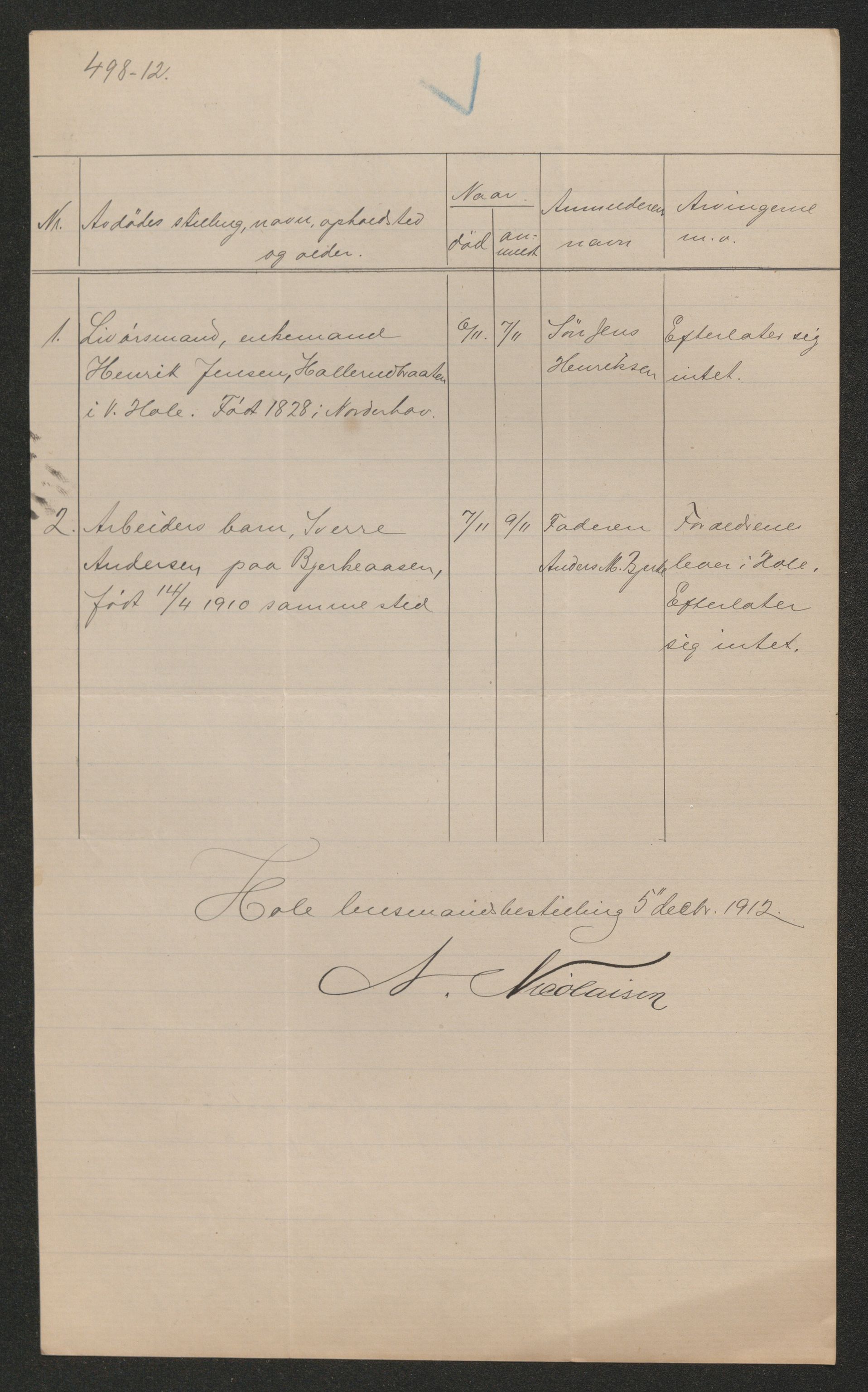 Ringerike sorenskriveri, AV/SAKO-A-105/H/Ha/Hab/L0019: Dødsfallslister Hole, 1842-1917