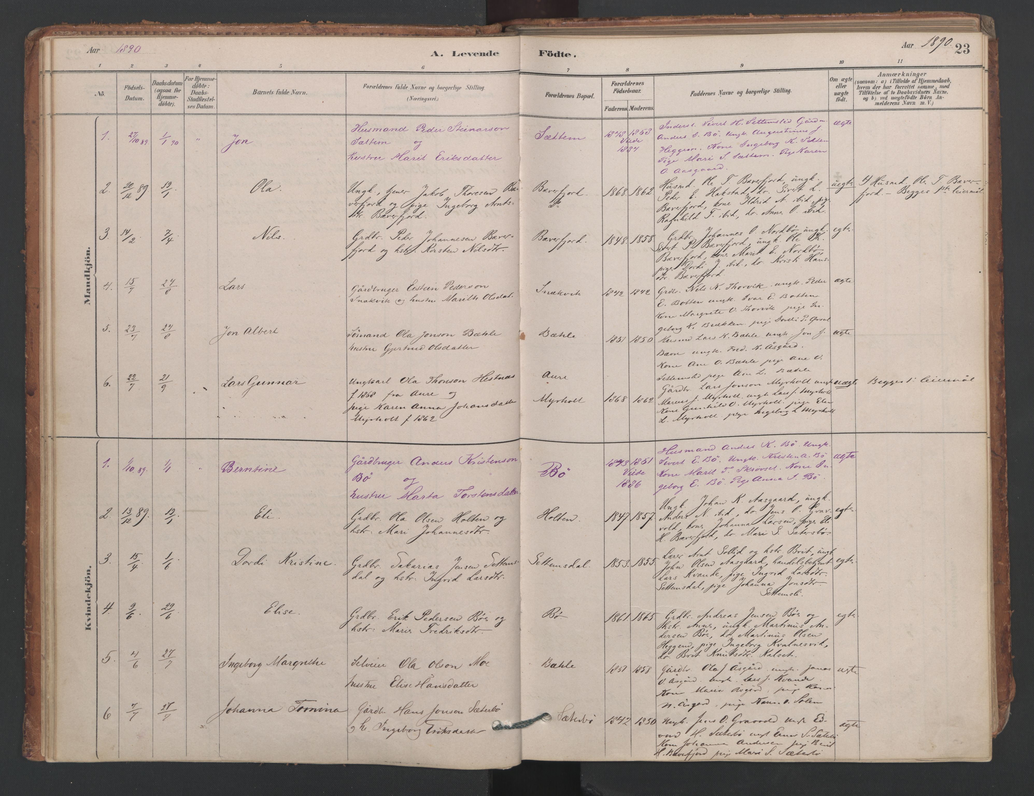 Ministerialprotokoller, klokkerbøker og fødselsregistre - Møre og Romsdal, SAT/A-1454/594/L1036: Ministerialbok nr. 594A02 (?), 1879-1910, s. 23