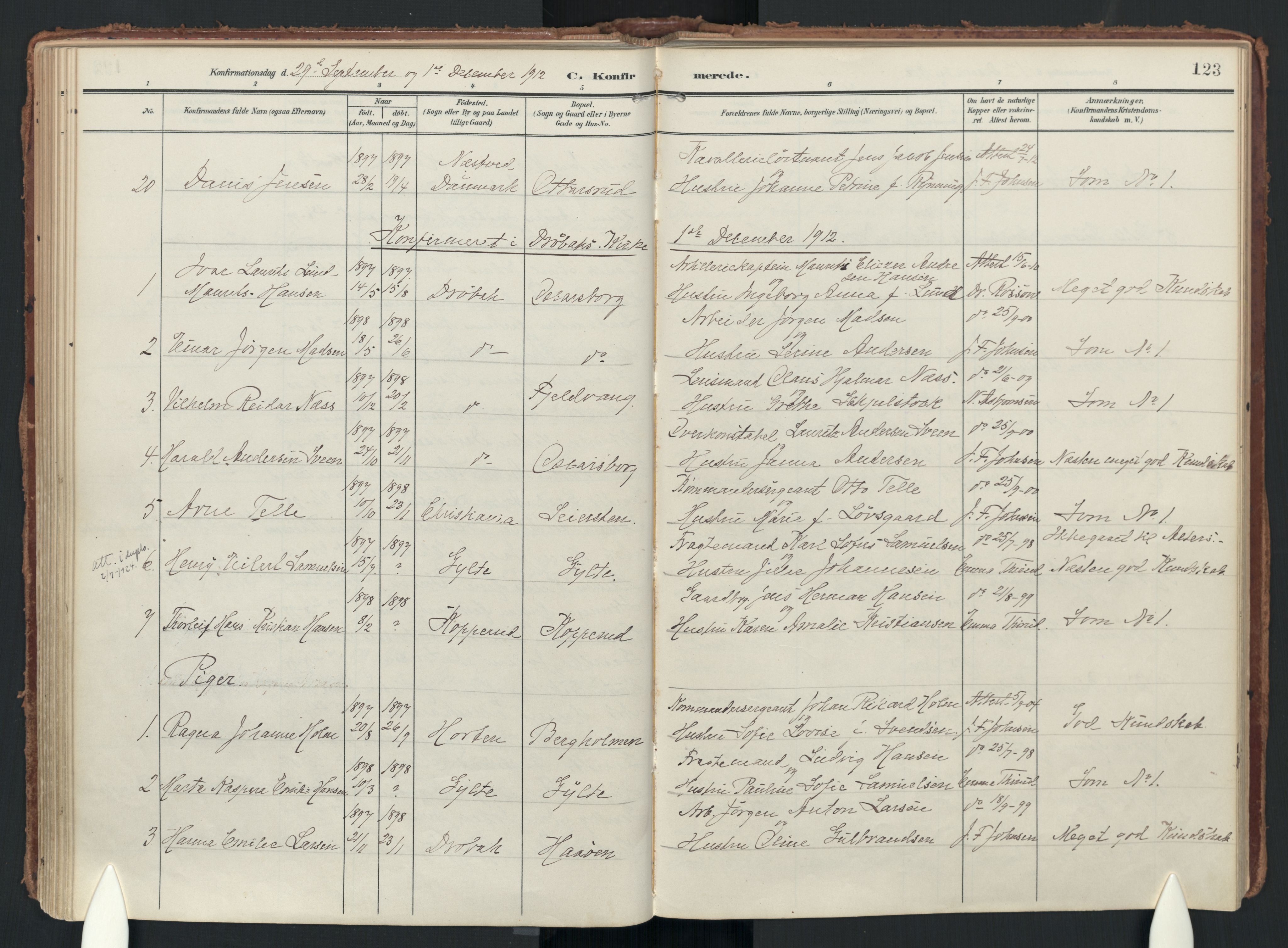 Drøbak prestekontor Kirkebøker, AV/SAO-A-10142a/F/Fc/L0003: Ministerialbok nr. III 3, 1901-1920, s. 123