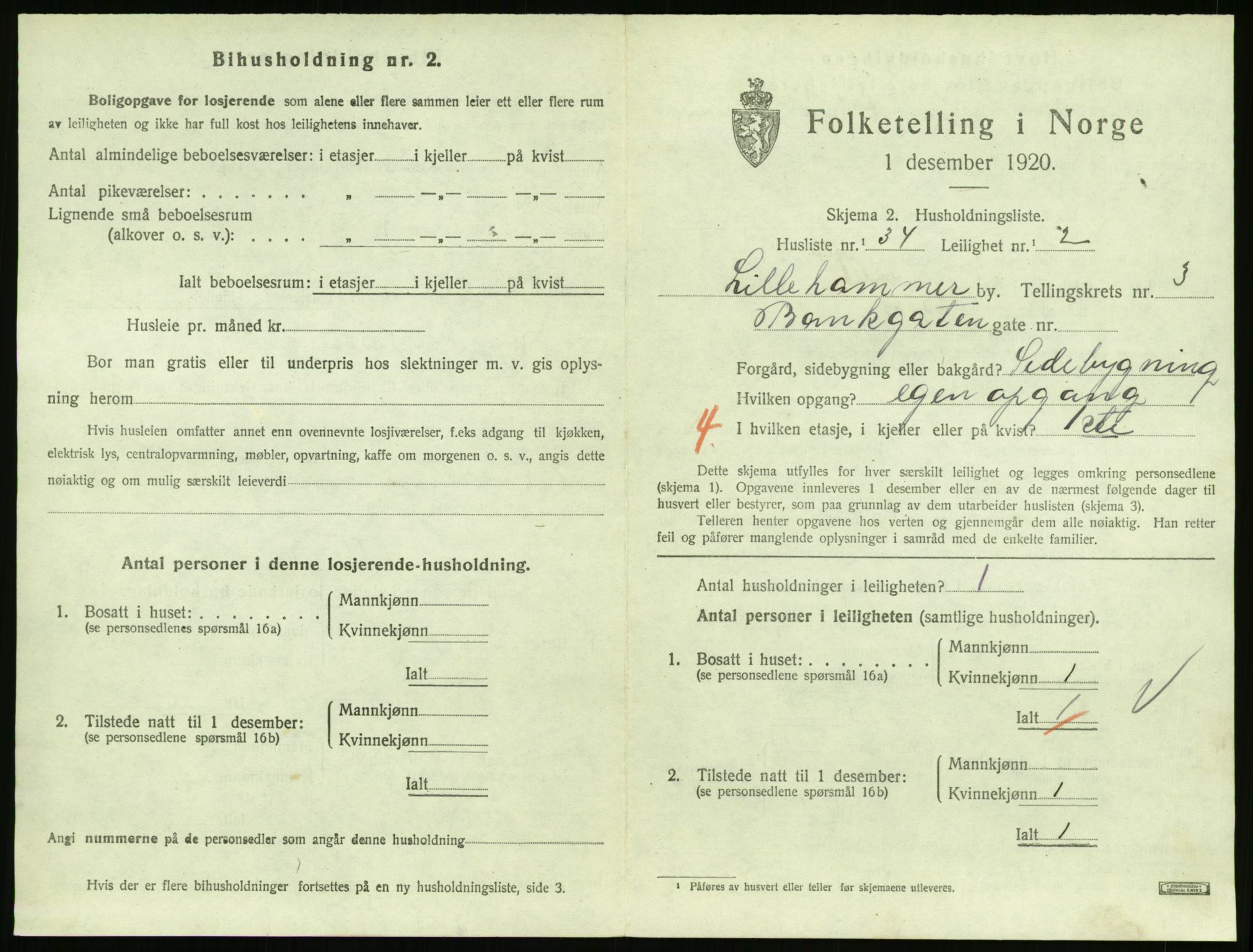 SAH, Folketelling 1920 for 0501 Lillehammer kjøpstad, 1920, s. 1874