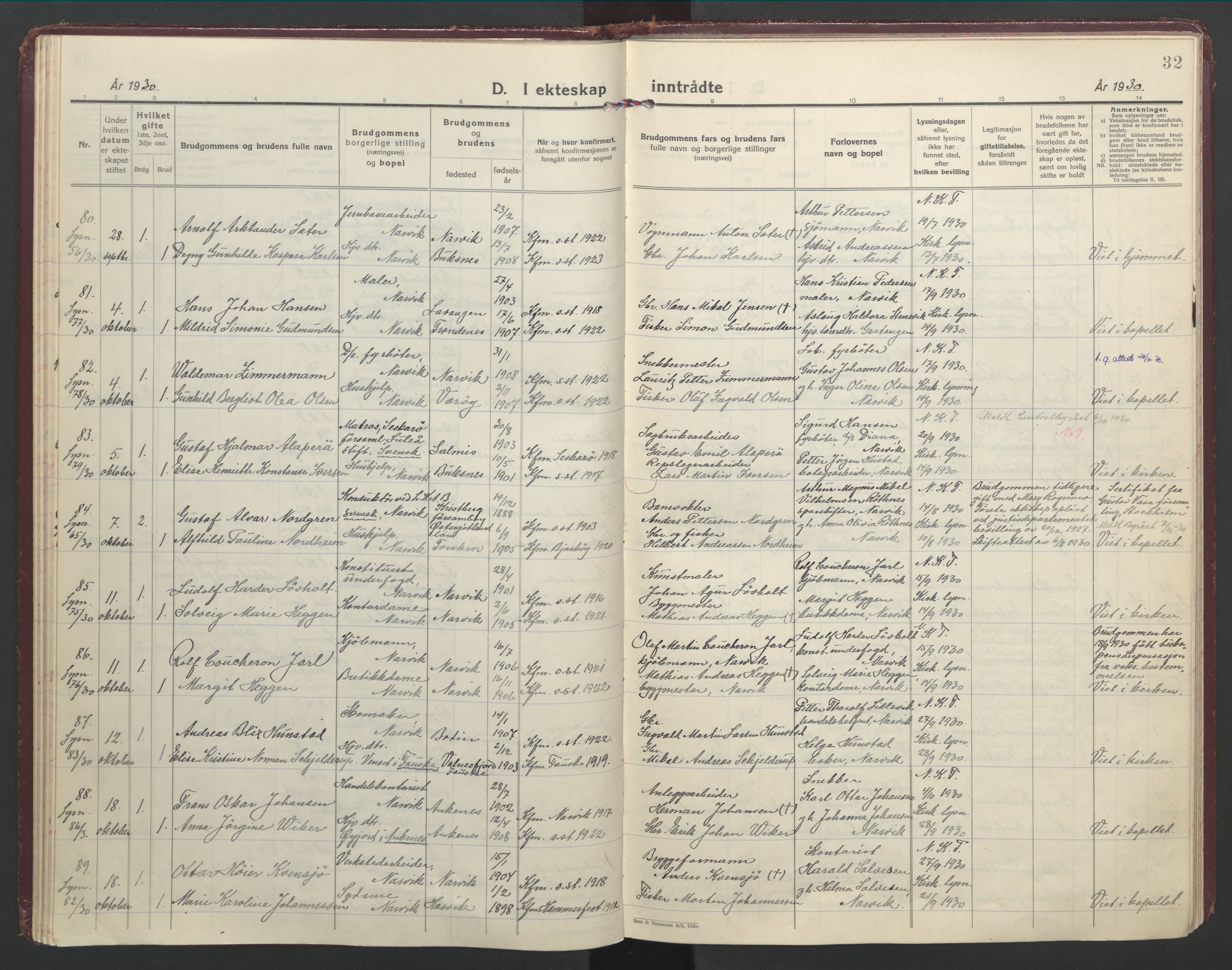 Ministerialprotokoller, klokkerbøker og fødselsregistre - Nordland, AV/SAT-A-1459/871/L1006: Ministerialbok nr. 871A22, 1928-1936, s. 32