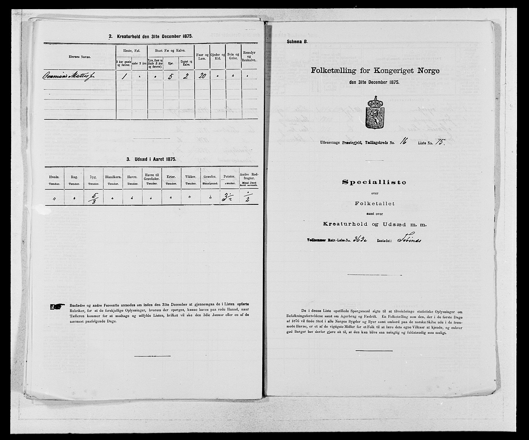 SAB, Folketelling 1875 for 1230P Ullensvang prestegjeld, 1875, s. 1739