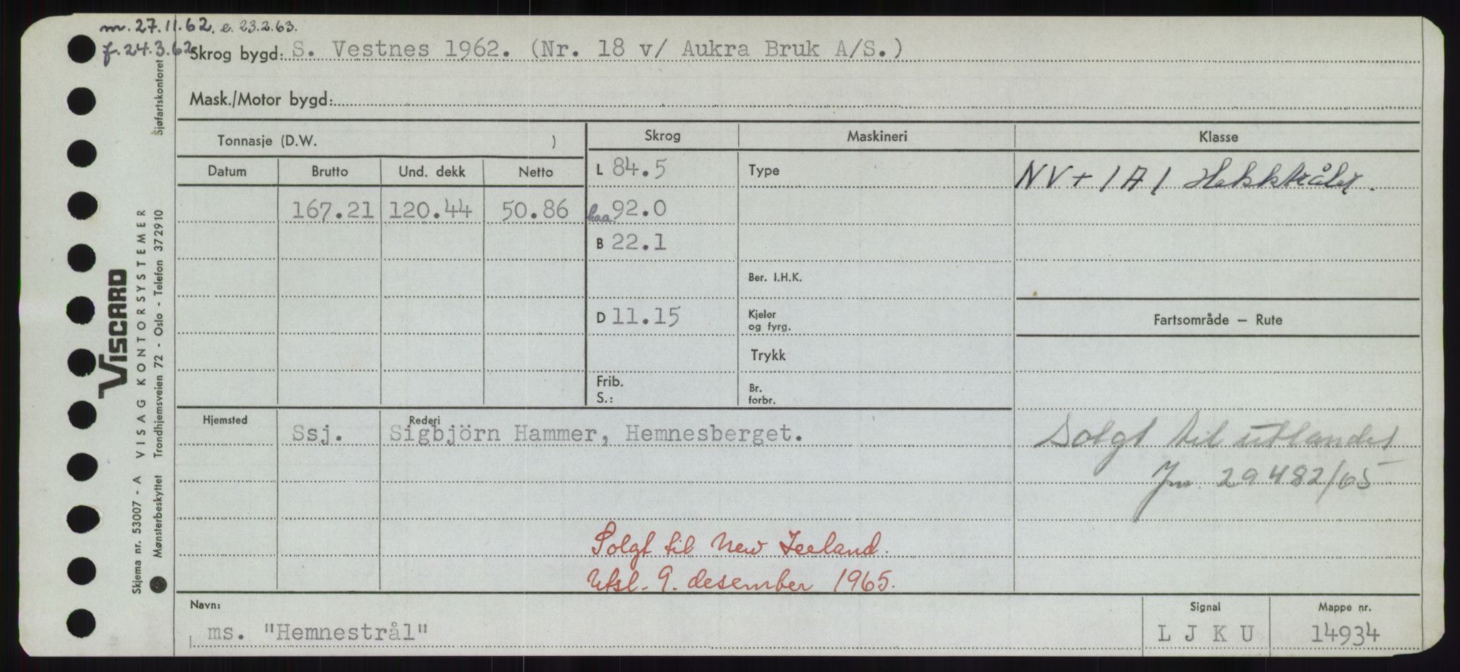 Sjøfartsdirektoratet med forløpere, Skipsmålingen, AV/RA-S-1627/H/Hd/L0015: Fartøy, Havm-Hey, s. 319