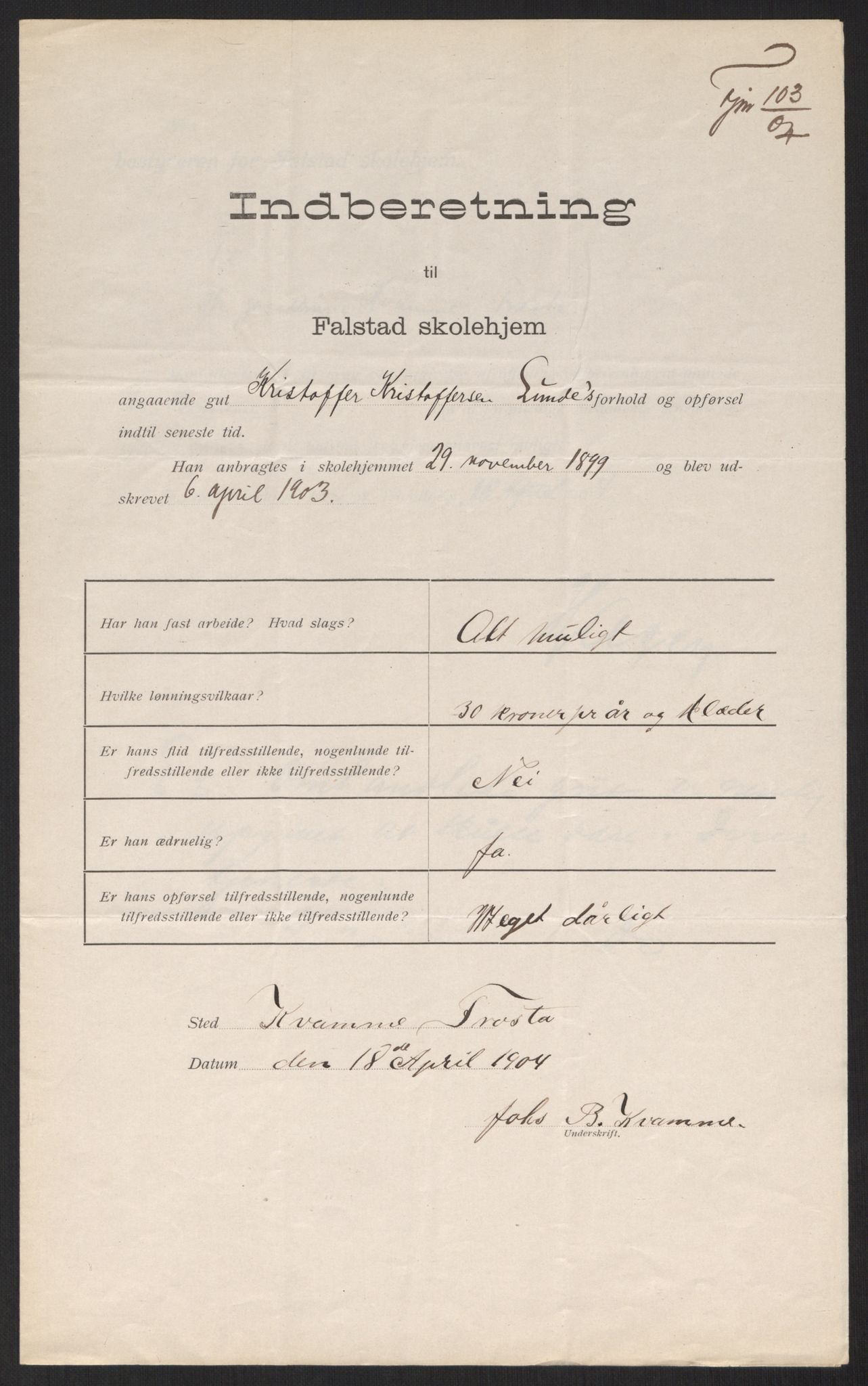 Falstad skolehjem, RA/S-1676/E/Eb/L0002: Elevmapper løpenr. 42-61, 1898-1907, s. 516