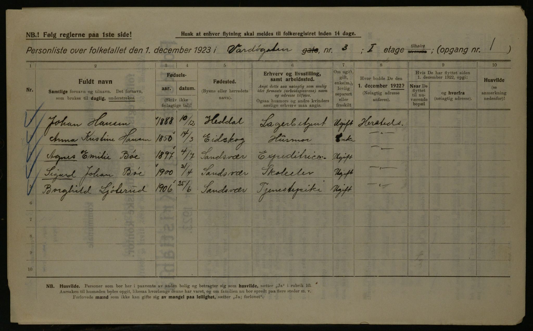 OBA, Kommunal folketelling 1.12.1923 for Kristiania, 1923, s. 134709