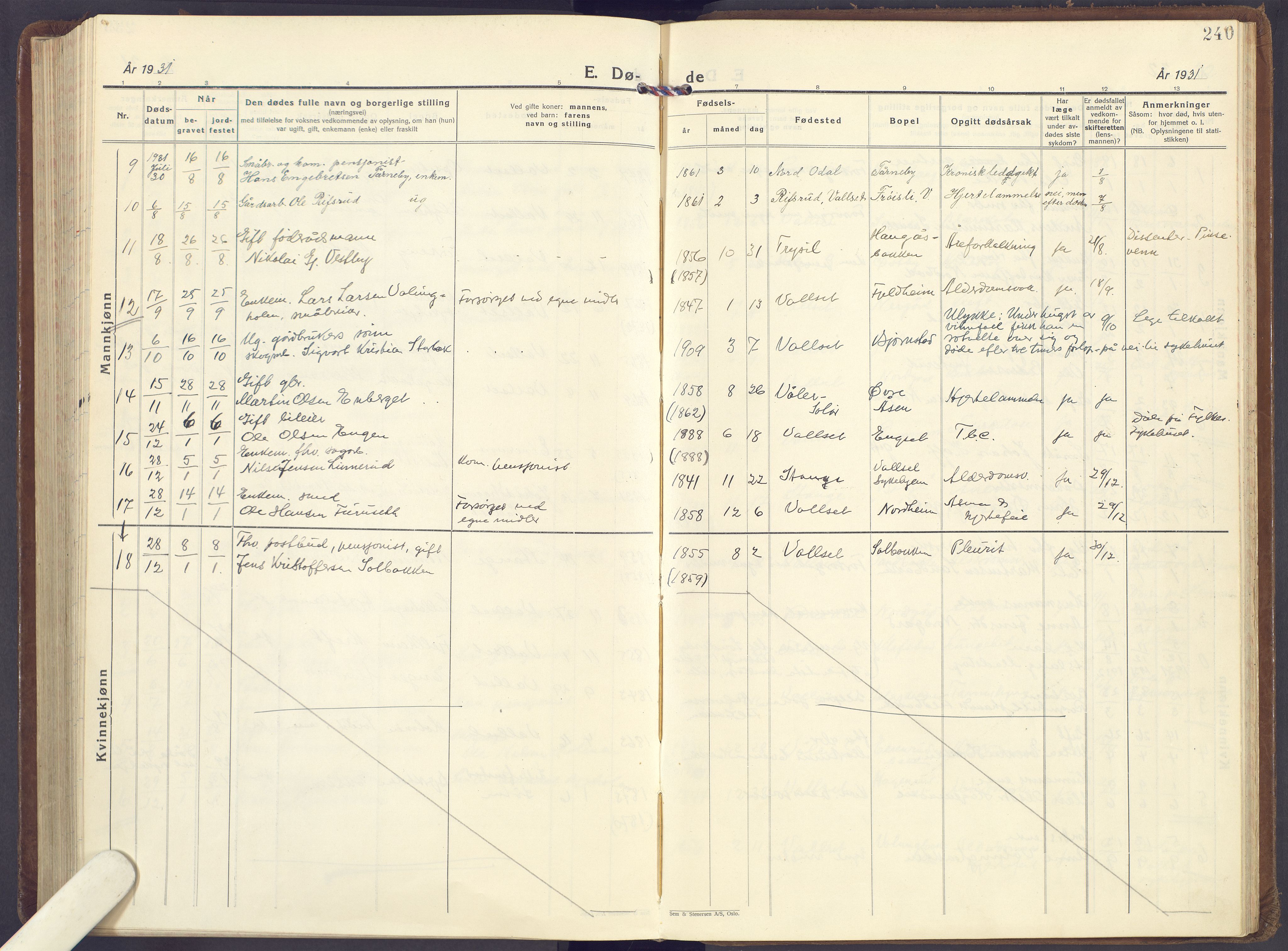 Romedal prestekontor, AV/SAH-PREST-004/K/L0013: Ministerialbok nr. 13, 1930-1949, s. 240