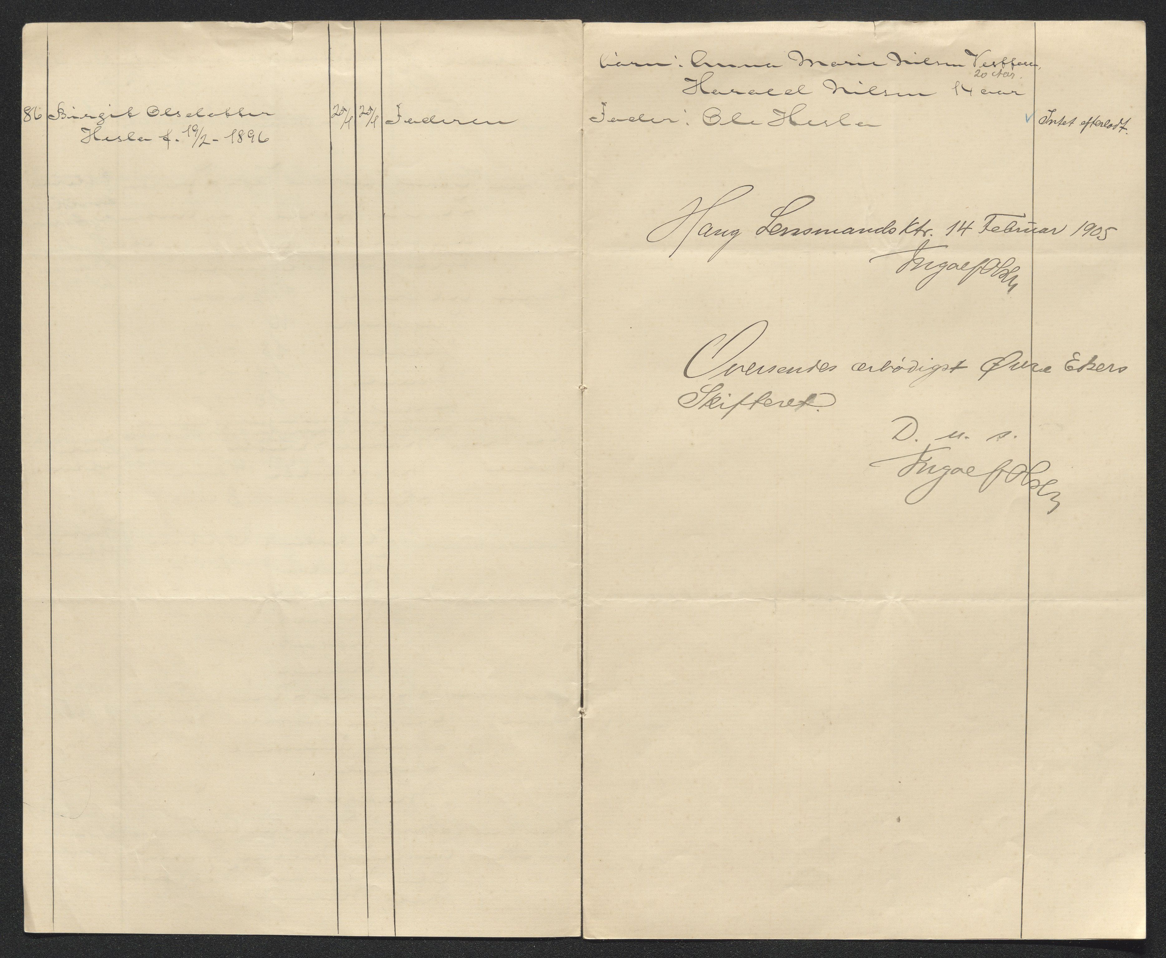 Eiker, Modum og Sigdal sorenskriveri, AV/SAKO-A-123/H/Ha/Hab/L0030: Dødsfallsmeldinger, 1903-1905, s. 854