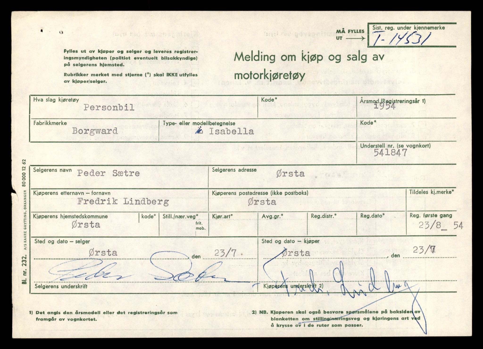 Møre og Romsdal vegkontor - Ålesund trafikkstasjon, AV/SAT-A-4099/F/Fe/L0046: Registreringskort for kjøretøy T 14445 - T 14579, 1927-1998