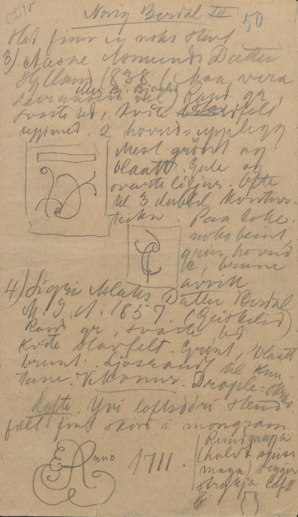 Rikard Berge, TEMU/TGM-A-1003/F/L0004/0051: 101-159 / 154 Grungedal, Vinje o.a. Sondre dreparen. Ætteliste, 1903-1906, s. 50