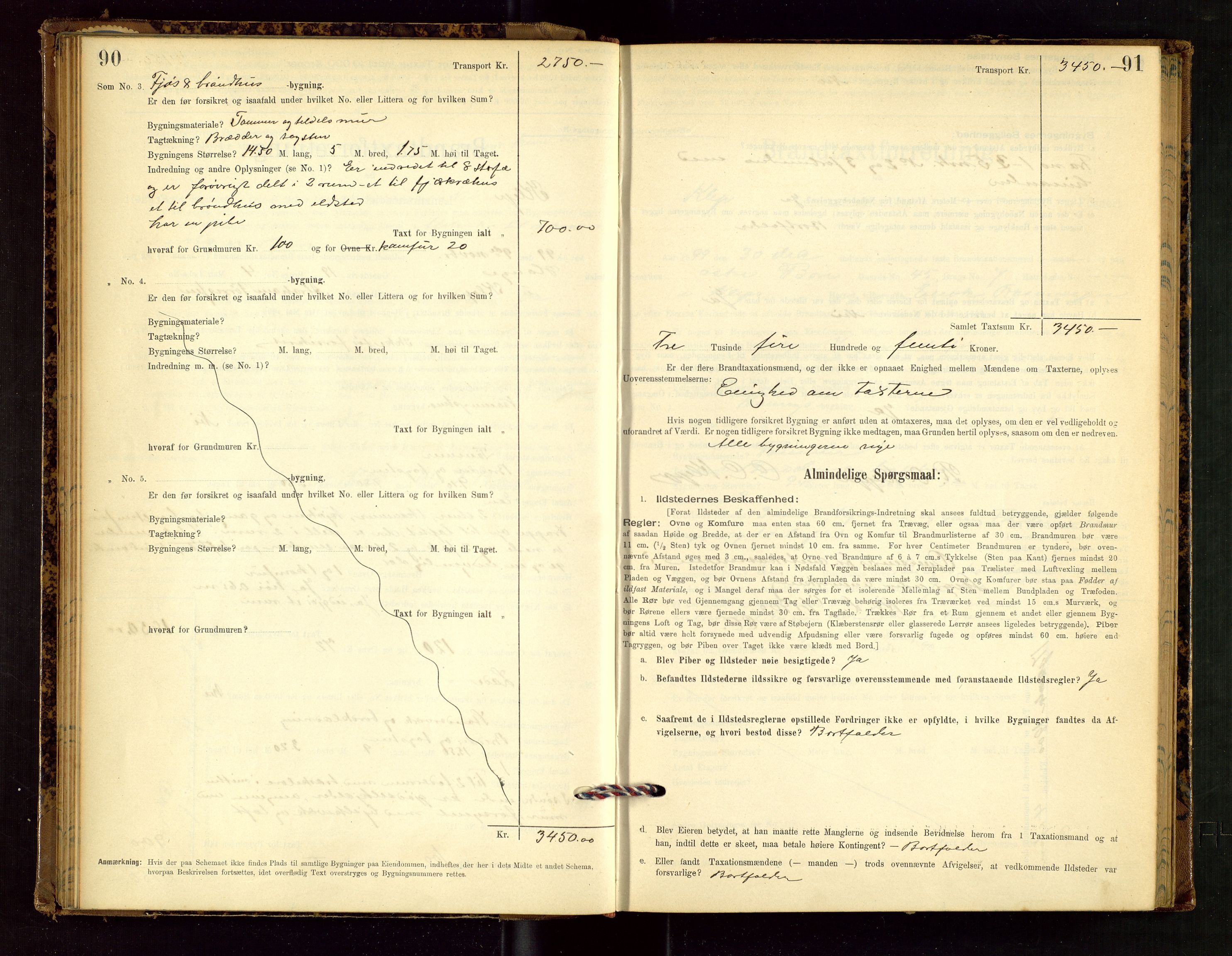 Klepp lensmannskontor, AV/SAST-A-100163/Goc/L0002: "Brandtaxationsprotokol" m/register, 1898-1902, s. 90-91