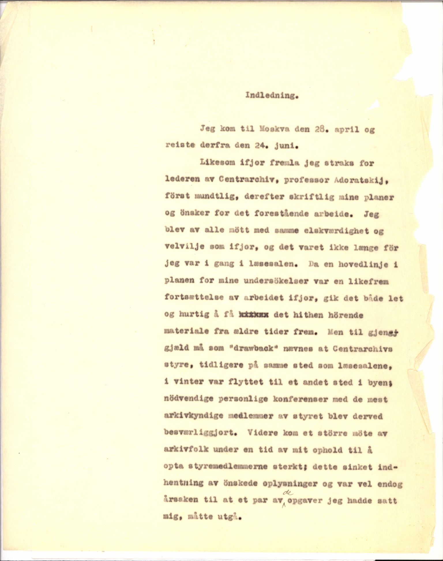 Den norske historiske forenings komite for arkivgranskning i Russland, AV/RA-PA-0409/F/L0001/0006: -- / Innberetning fra Olaf Broch, 1929, s. 3