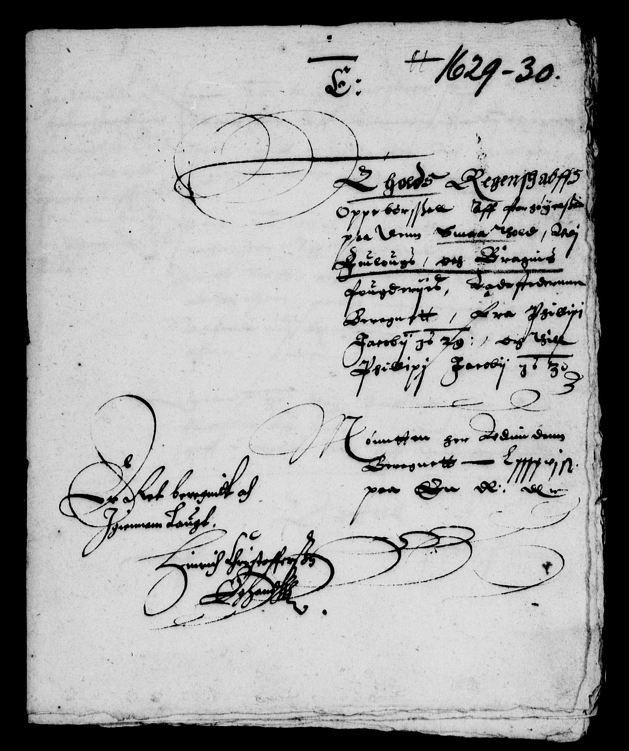 Rentekammeret inntil 1814, Reviderte regnskaper, Lensregnskaper, AV/RA-EA-5023/R/Rb/Rbi/L0001: Mørk sager på Hurum og toll av Follo og Bragernes, 1624-1630