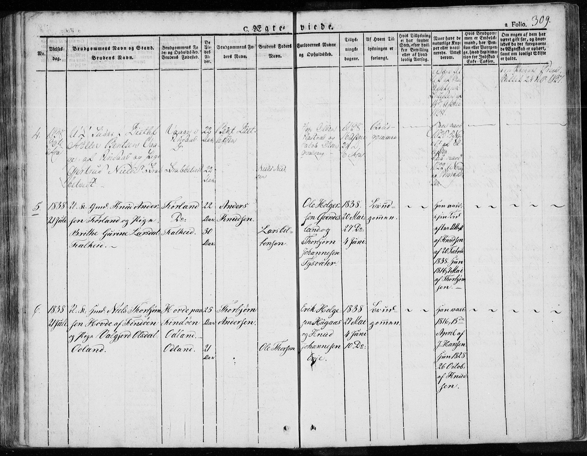 Tysvær sokneprestkontor, AV/SAST-A -101864/H/Ha/Haa/L0001: Ministerialbok nr. A 1.1, 1831-1856, s. 309