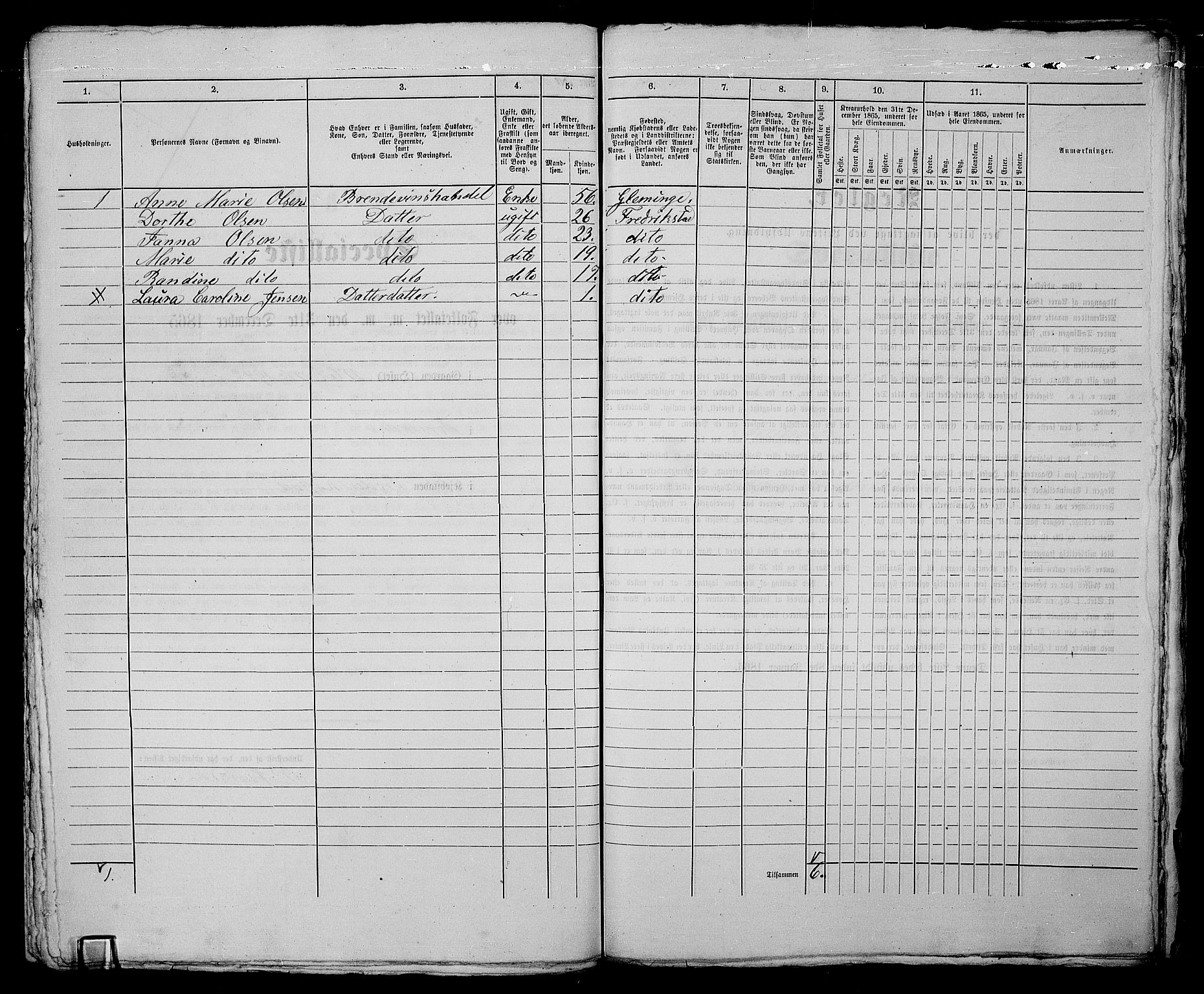 RA, Folketelling 1865 for 0103B Fredrikstad prestegjeld, Fredrikstad kjøpstad, 1865, s. 391