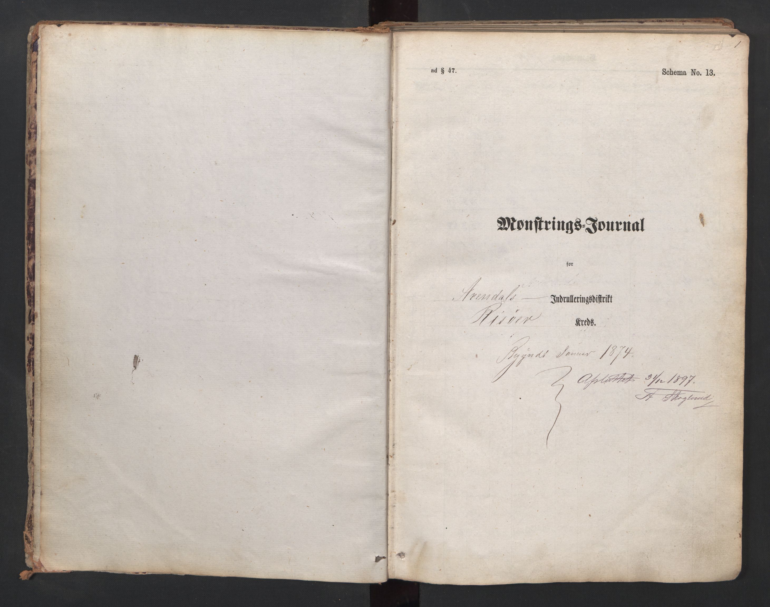 Risør mønstringskrets, SAK/2031-0010/G/Ga/L0002: Mønstringsjournal, T-19, 1874-1897, s. 3