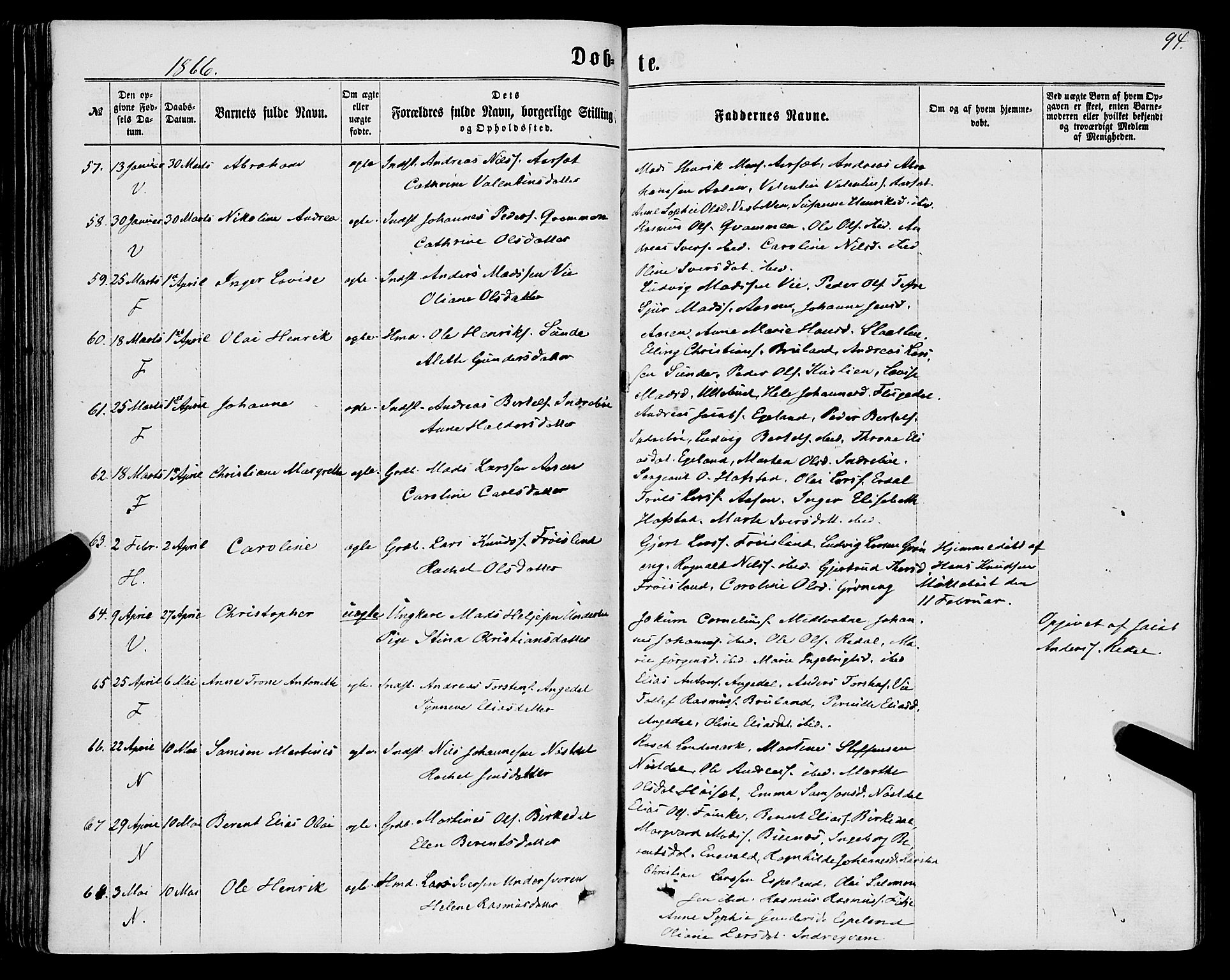 Førde sokneprestembete, AV/SAB-A-79901/H/Haa/Haaa/L0009: Ministerialbok nr. A 9, 1861-1877, s. 94