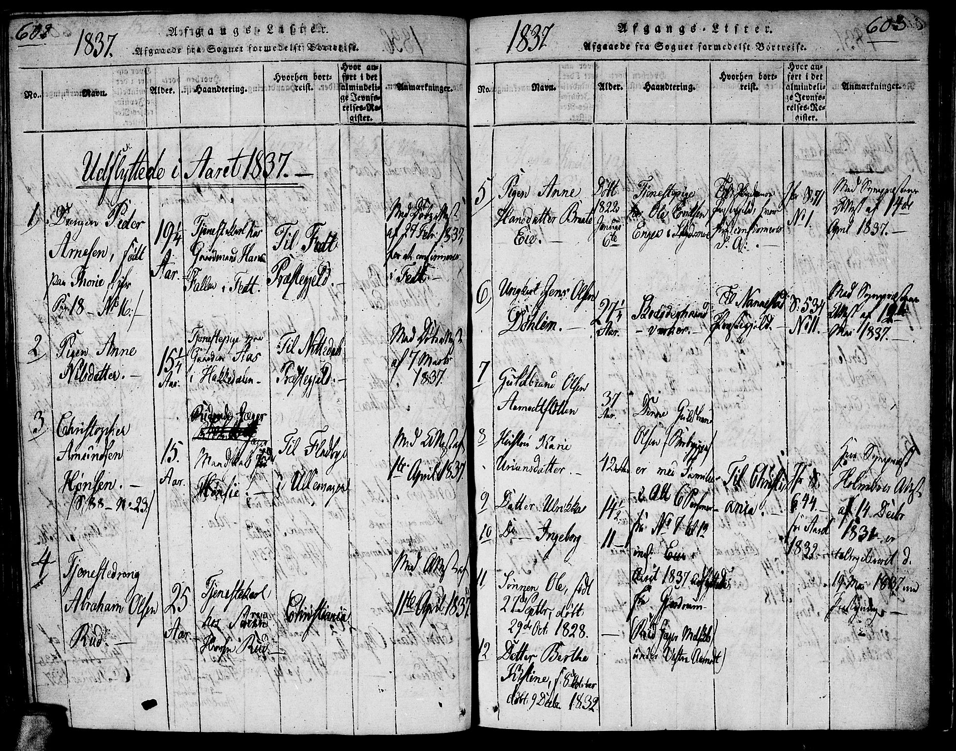 Gjerdrum prestekontor Kirkebøker, AV/SAO-A-10412b/G/Ga/L0001: Klokkerbok nr. I 1, 1816-1837, s. 602-603
