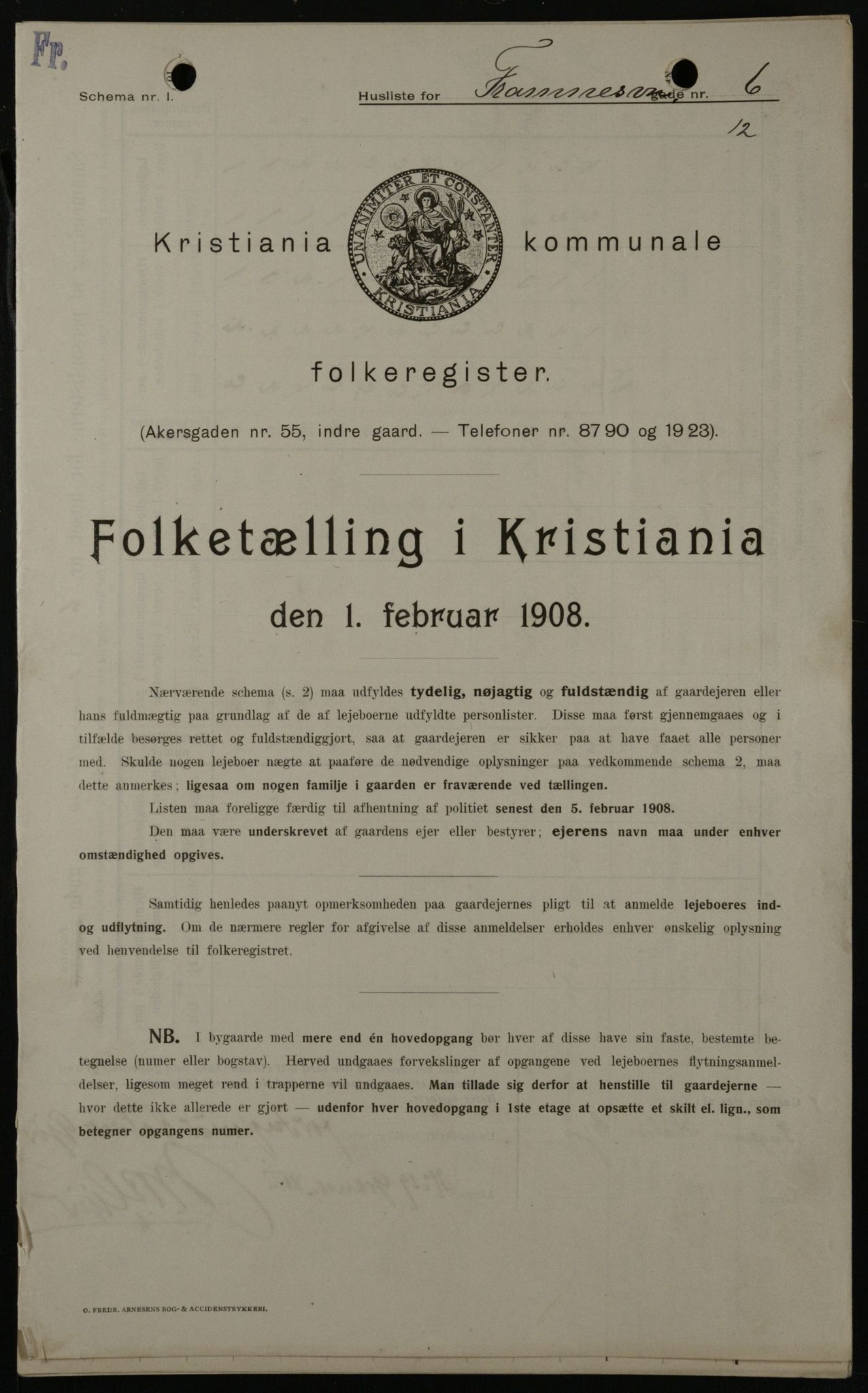 OBA, Kommunal folketelling 1.2.1908 for Kristiania kjøpstad, 1908, s. 22988