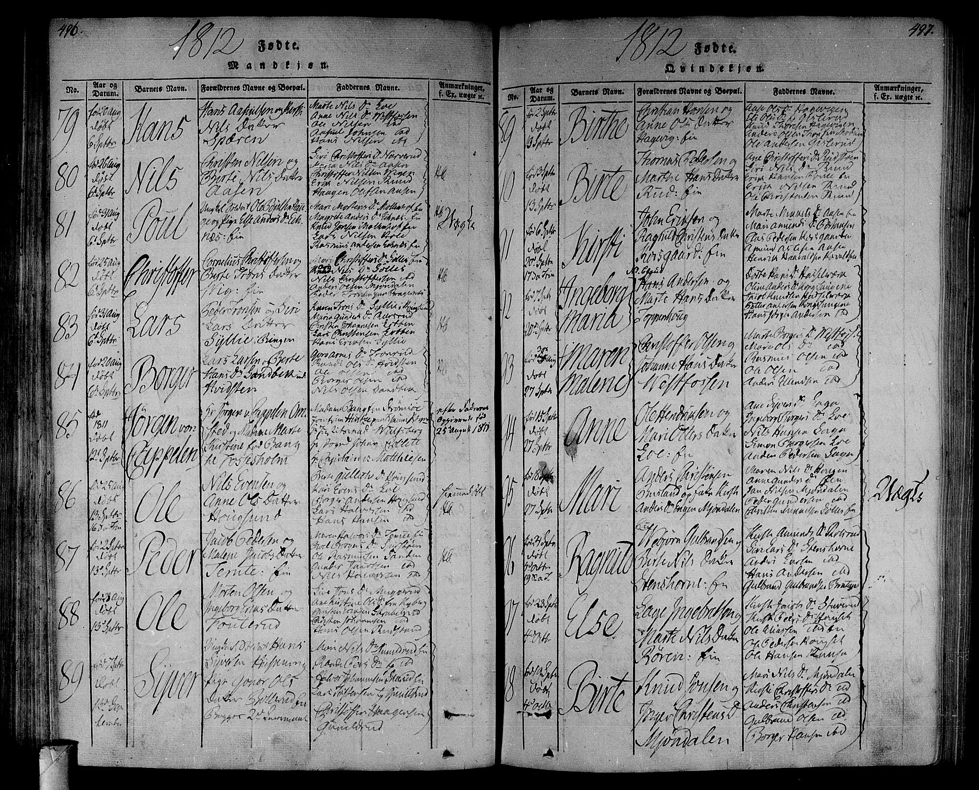 Eiker kirkebøker, SAKO/A-4/F/Fa/L0010: Ministerialbok nr. I 10, 1806-1815, s. 496-497