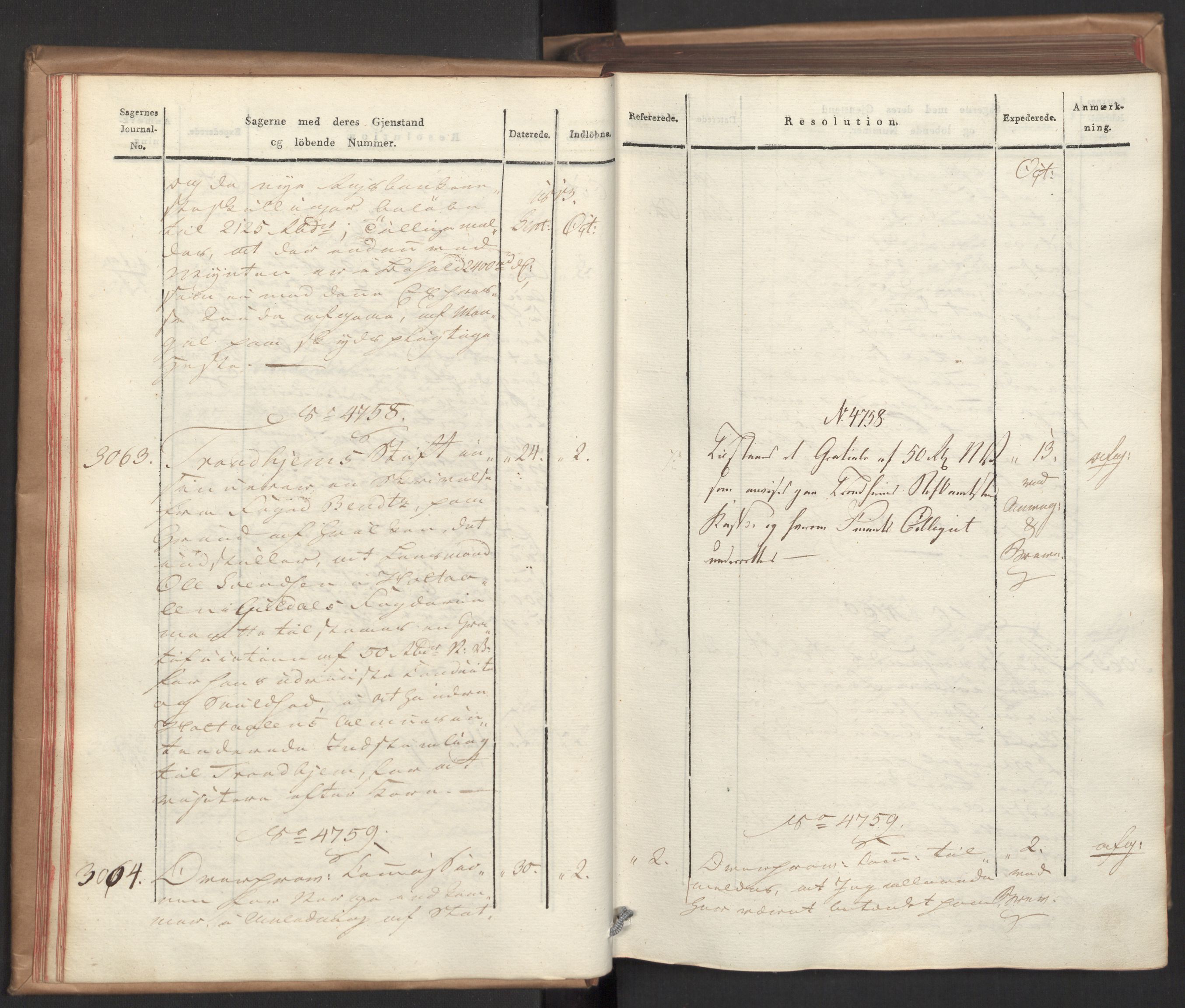 Stattholderembetet 1810-1814, 2. kontor (Kontor B), RA/EA-5432/Ab/L0008: Referatprotokoll,  j.nr. 3043-3538,  l.nr. 4732-5314, 1813, s. 18