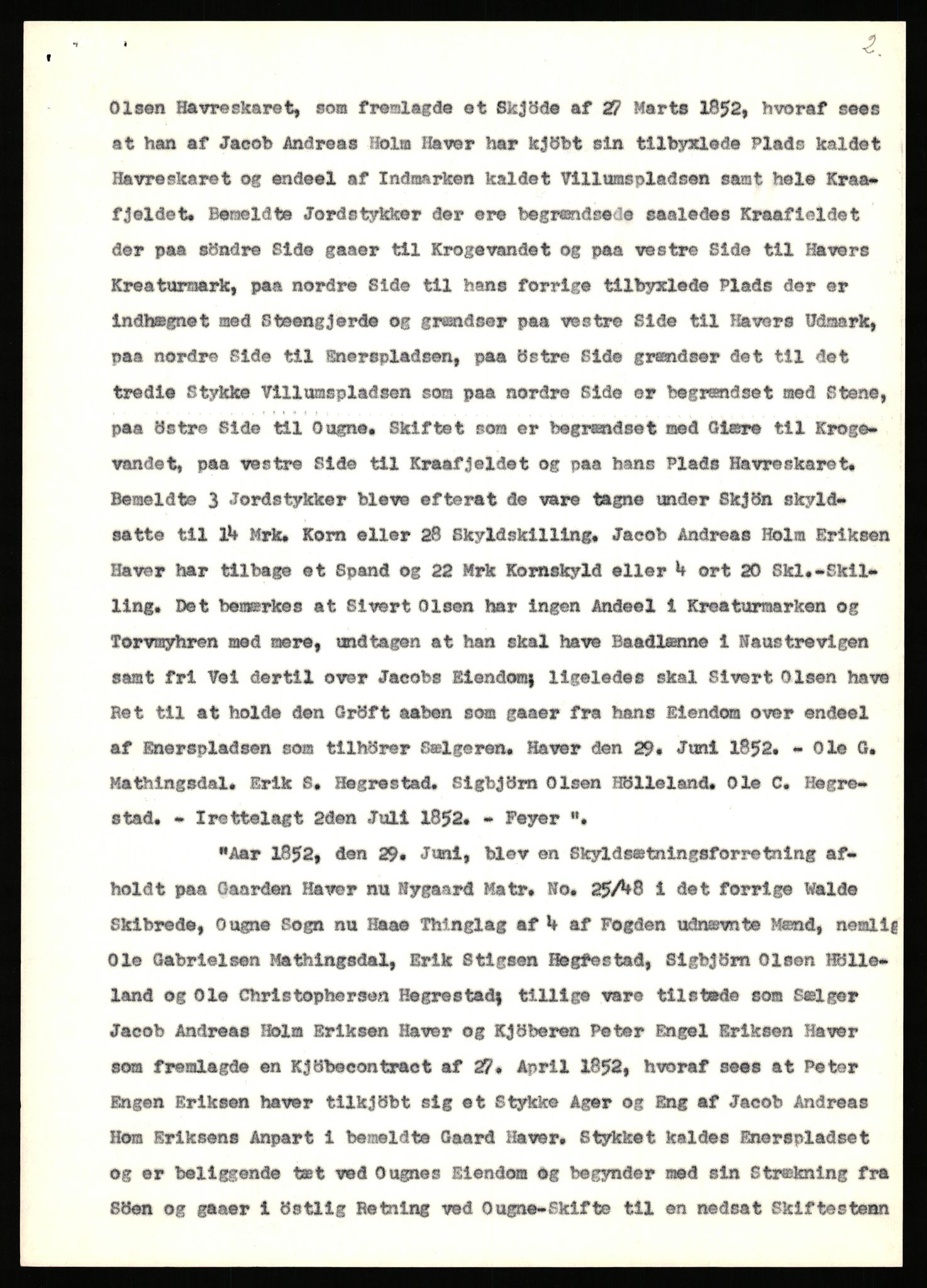 Statsarkivet i Stavanger, SAST/A-101971/03/Y/Yj/L0033: Avskrifter sortert etter gårdsnavn: Hausland - Helgeland i Avaldsnes, 1750-1930, s. 29