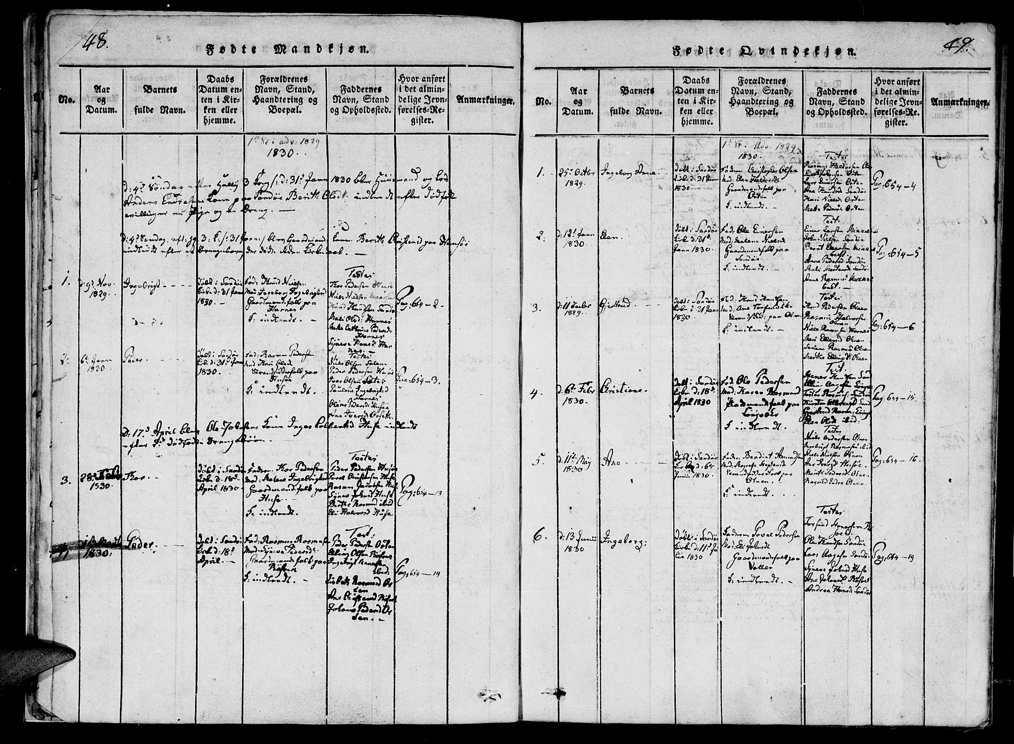 Ministerialprotokoller, klokkerbøker og fødselsregistre - Møre og Romsdal, AV/SAT-A-1454/561/L0727: Ministerialbok nr. 561A01, 1817-1858, s. 48-49