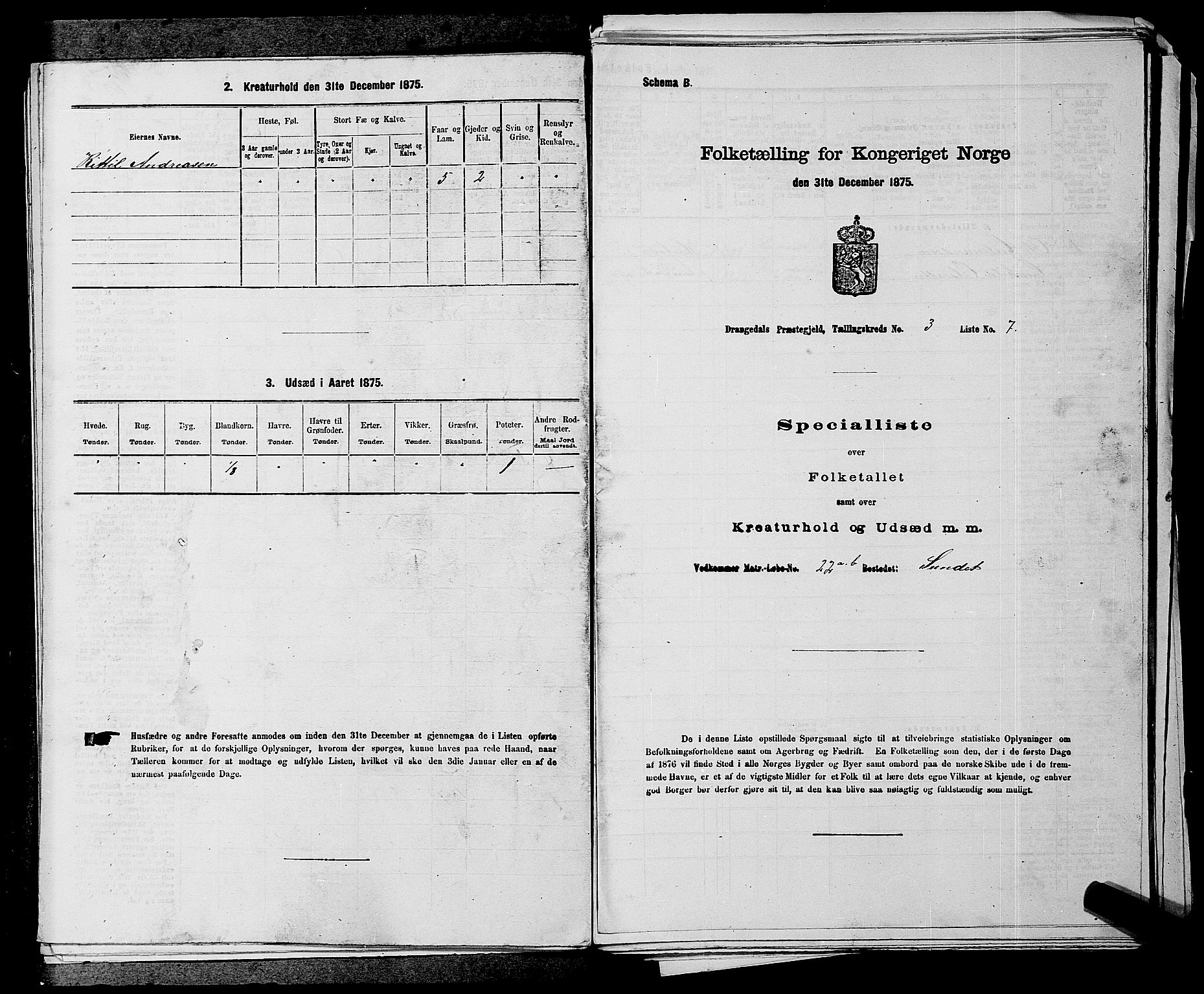 SAKO, Folketelling 1875 for 0817P Drangedal prestegjeld, 1875, s. 341