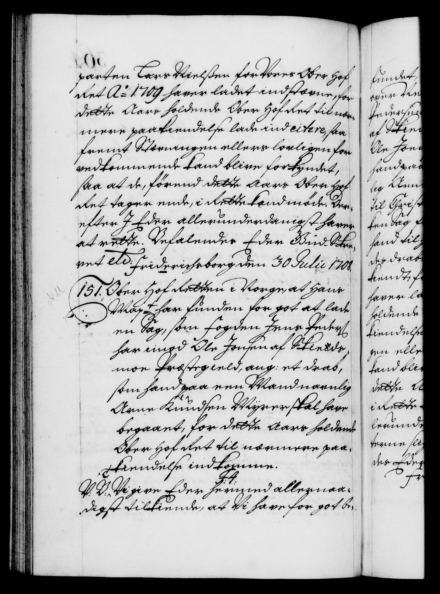 Danske Kanselli 1572-1799, AV/RA-EA-3023/F/Fc/Fca/Fcab/L0018: Norske tegnelser, 1707-1709, s. 364b