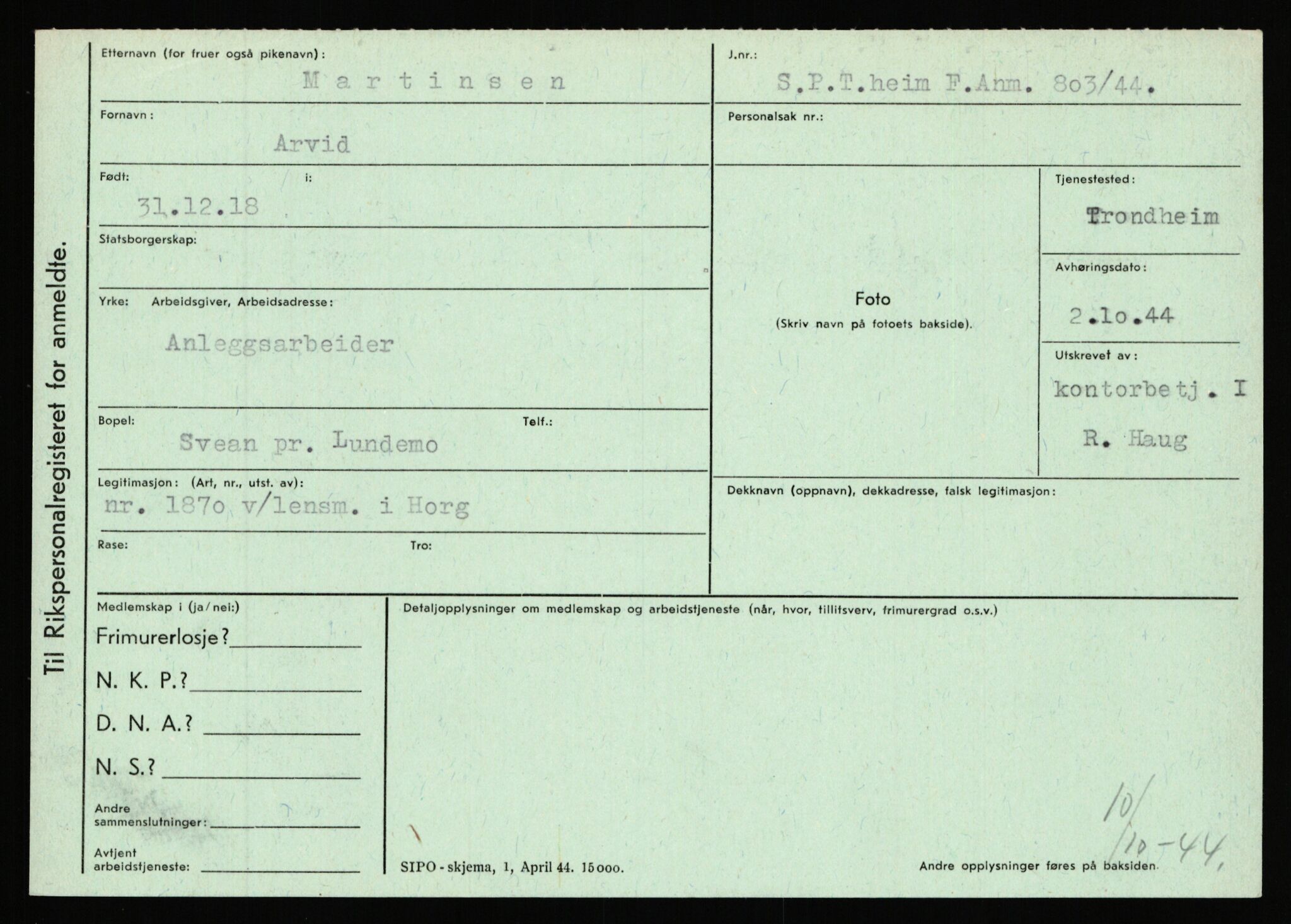 Statspolitiet - Hovedkontoret / Osloavdelingen, AV/RA-S-1329/C/Ca/L0010: Lind - Moksnes, 1943-1945, s. 2890