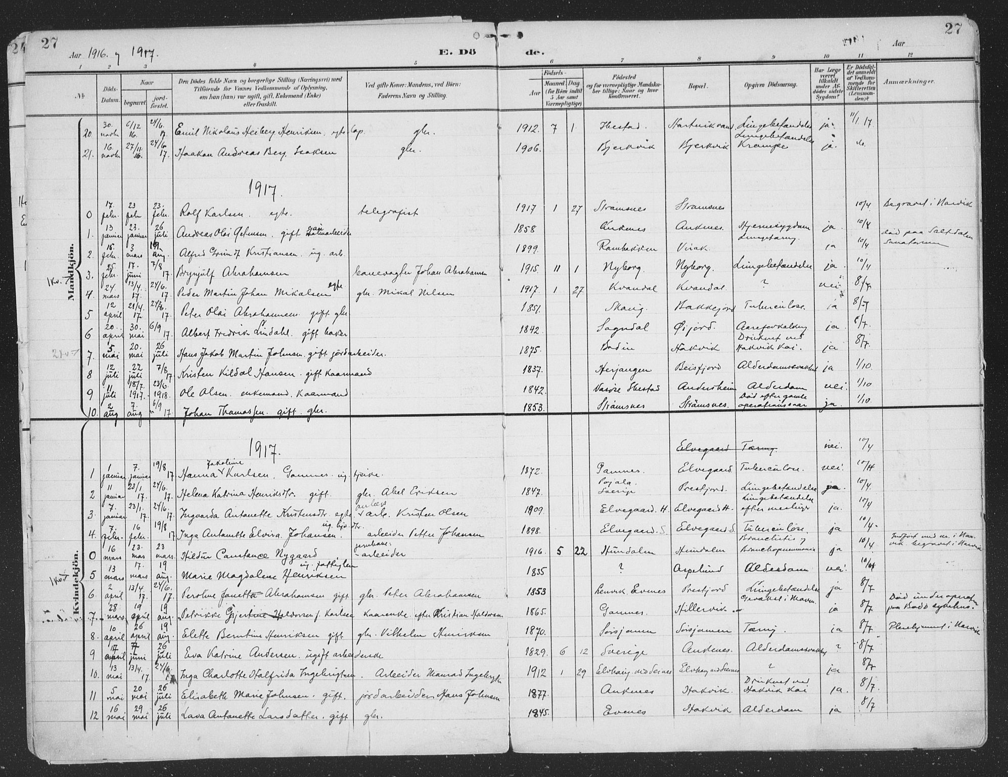 Ministerialprotokoller, klokkerbøker og fødselsregistre - Nordland, SAT/A-1459/866/L0940: Ministerialbok nr. 866A03, 1902-1926, s. 27