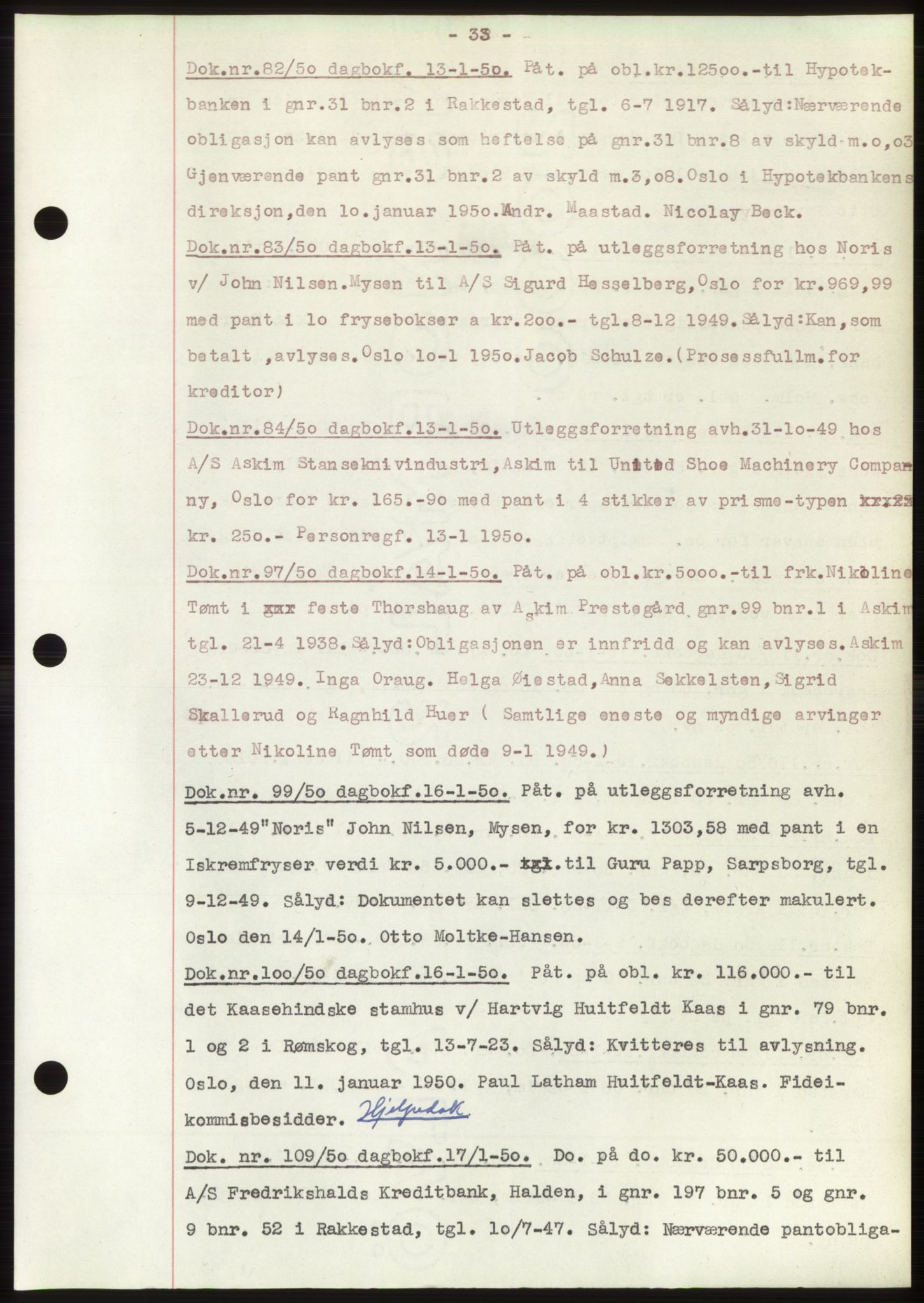 Rakkestad sorenskriveri, SAO/A-10686/G/Gb/Gba/Gbac/L0012: Pantebok nr. B1-4 og B16-20, 1949-1950, Dagboknr: 82/1950