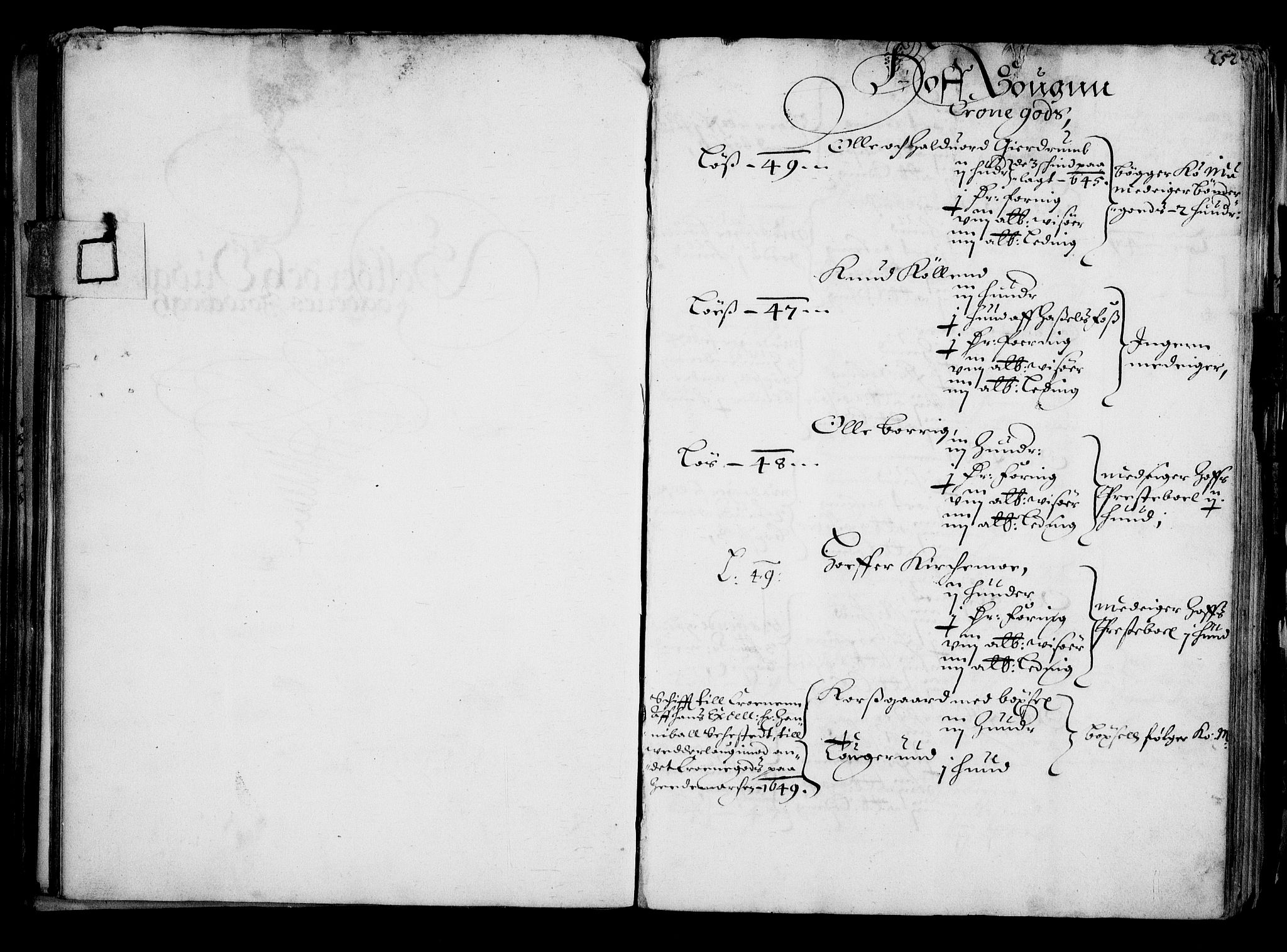 Rentekammeret inntil 1814, Realistisk ordnet avdeling, RA/EA-4070/N/Na/L0001: [XI f]: Akershus stifts jordebok, 1652, s. 251b-252a