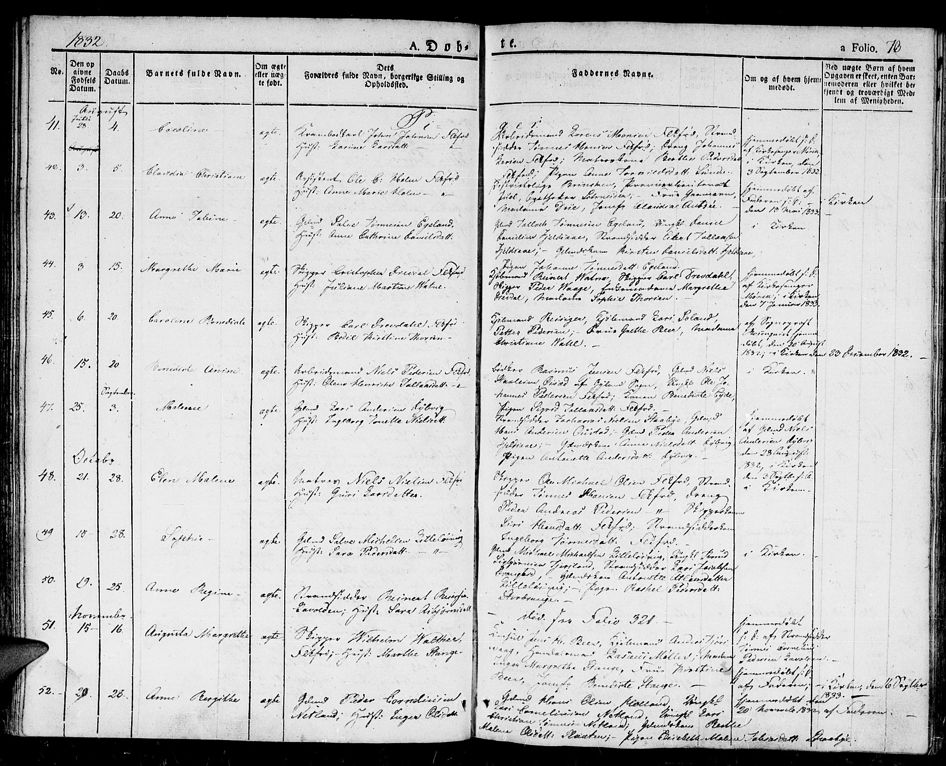 Flekkefjord sokneprestkontor, AV/SAK-1111-0012/F/Fb/Fbc/L0004: Klokkerbok nr. B 4, 1827-1846, s. 70