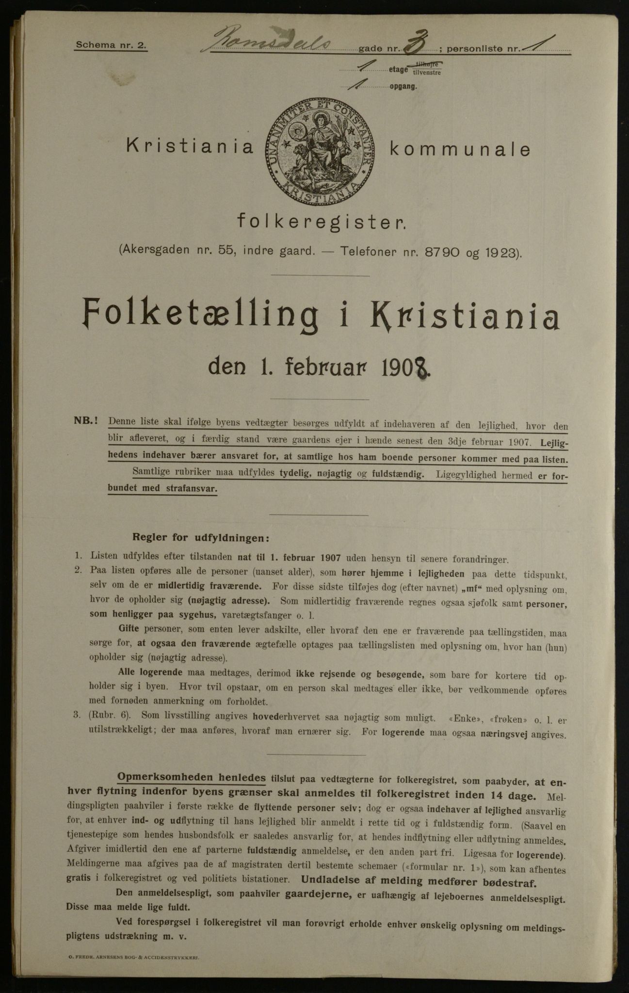 OBA, Kommunal folketelling 1.2.1908 for Kristiania kjøpstad, 1908, s. 74756