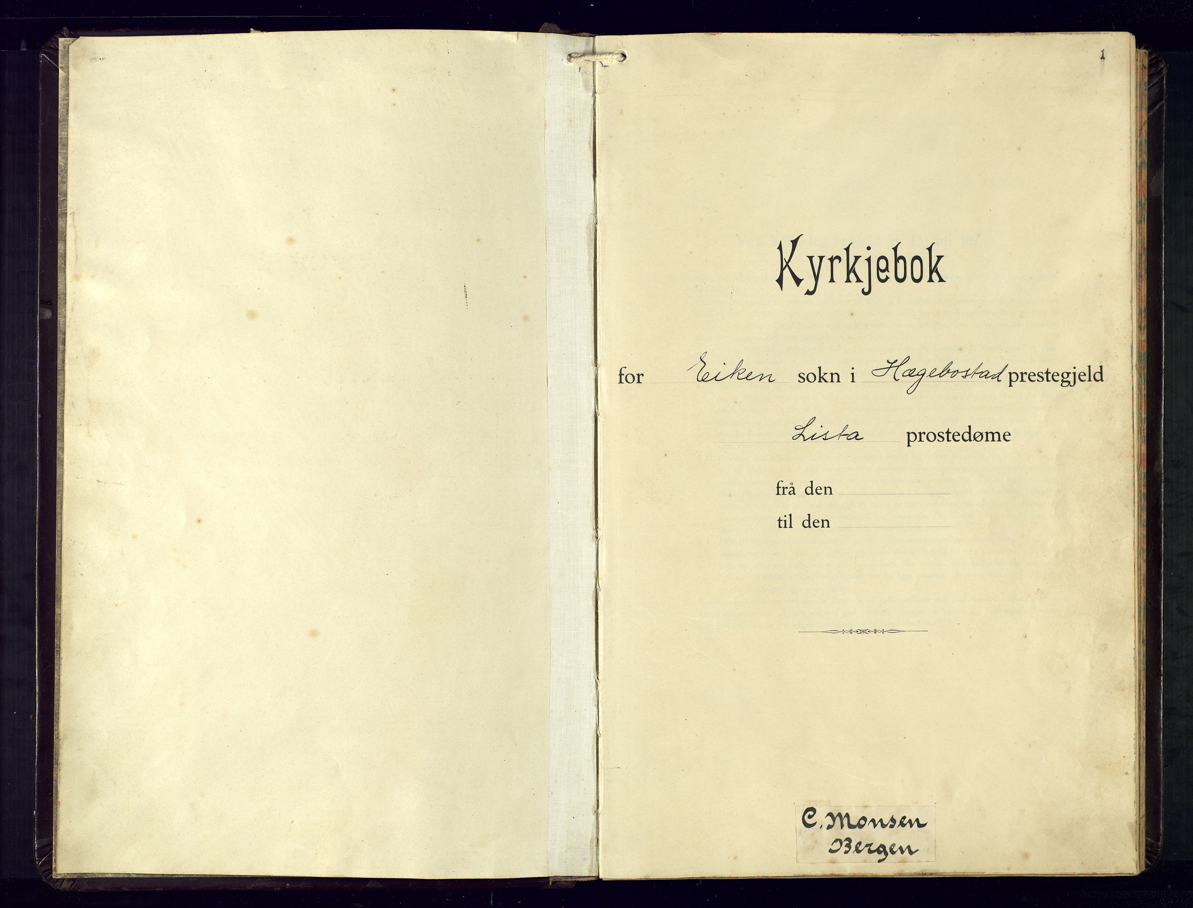 Hægebostad sokneprestkontor, AV/SAK-1111-0024/F/Fb/Fbb/L0004: Klokkerbok nr. B-4, 1938-1976, s. 1