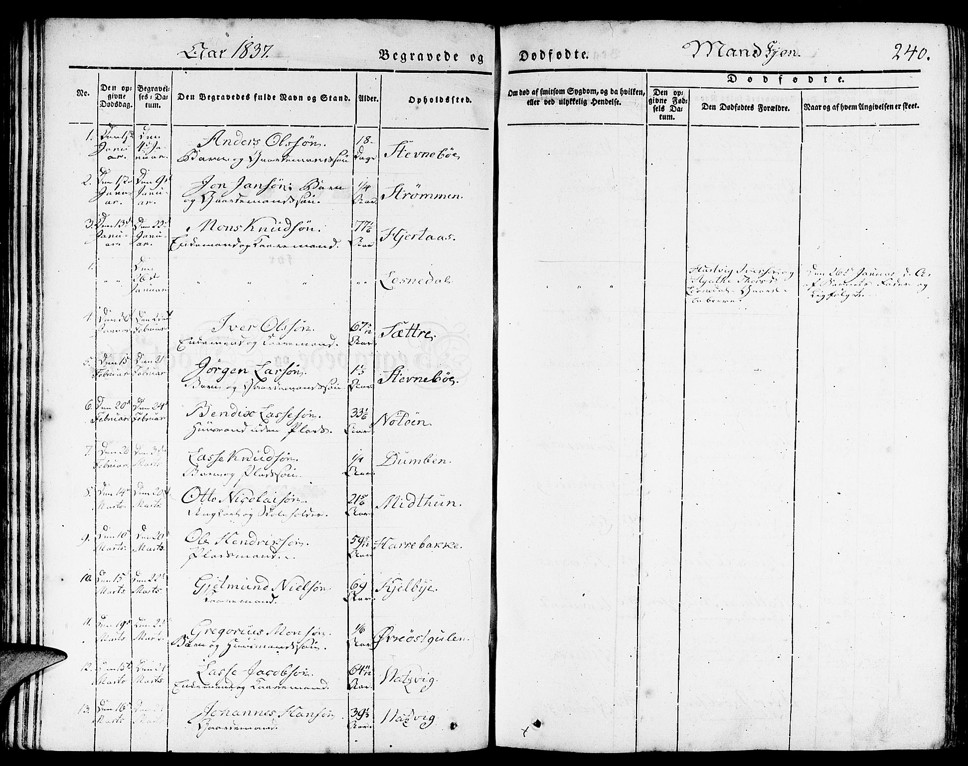 Gulen sokneprestembete, AV/SAB-A-80201/H/Haa/Haaa/L0020: Ministerialbok nr. A 20, 1837-1847, s. 240