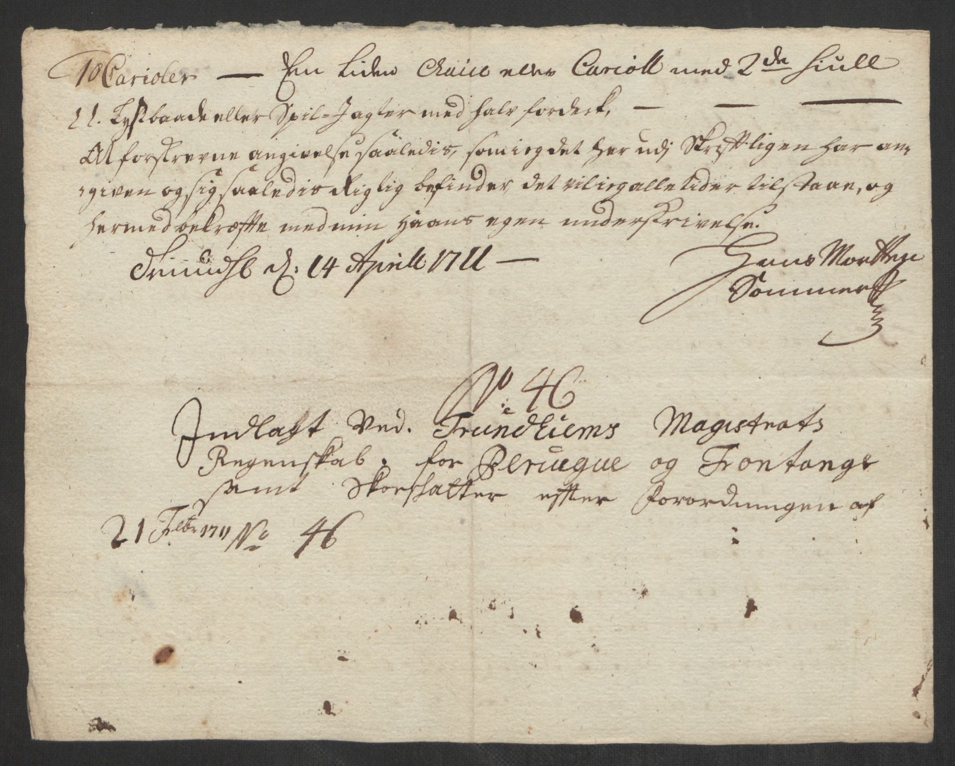 Rentekammeret inntil 1814, Reviderte regnskaper, Byregnskaper, AV/RA-EA-4066/R/Rs/L0507: [S3] Kontribusjonsregnskap, 1699-1711, s. 578