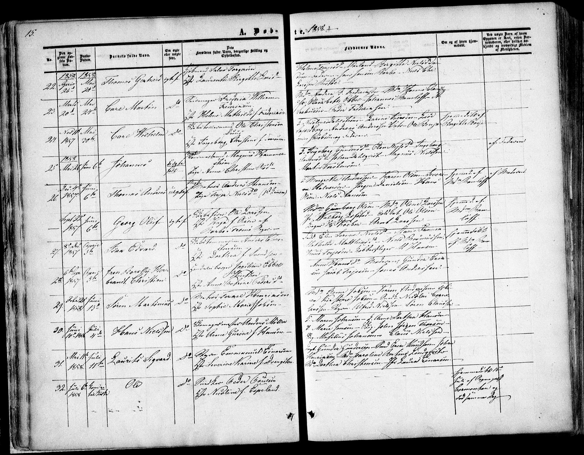 Arendal sokneprestkontor, Trefoldighet, AV/SAK-1111-0040/F/Fa/L0006: Ministerialbok nr. A 6, 1855-1868, s. 15