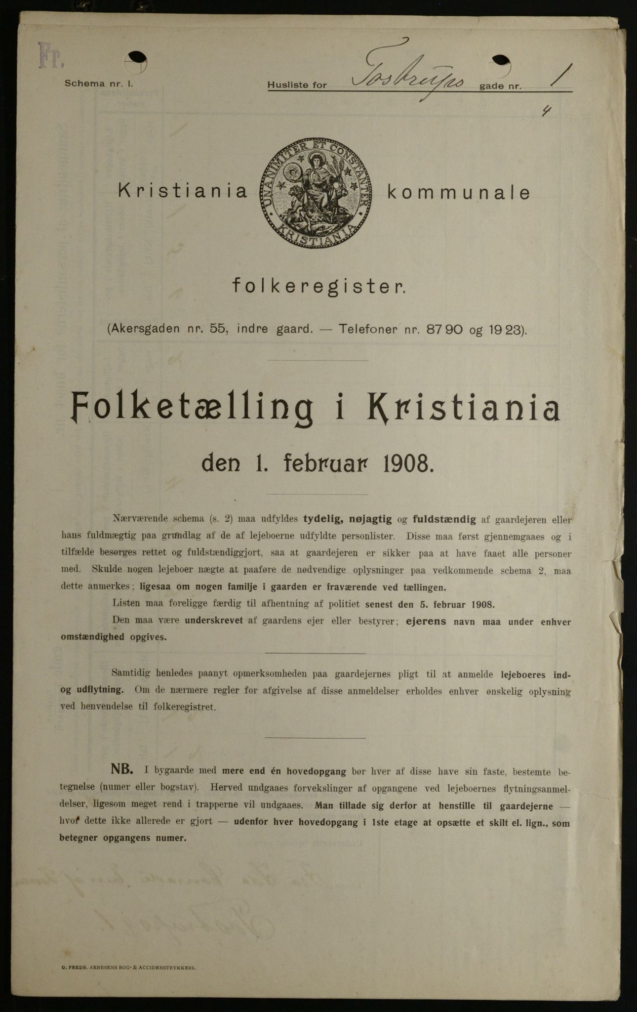 OBA, Kommunal folketelling 1.2.1908 for Kristiania kjøpstad, 1908, s. 103642