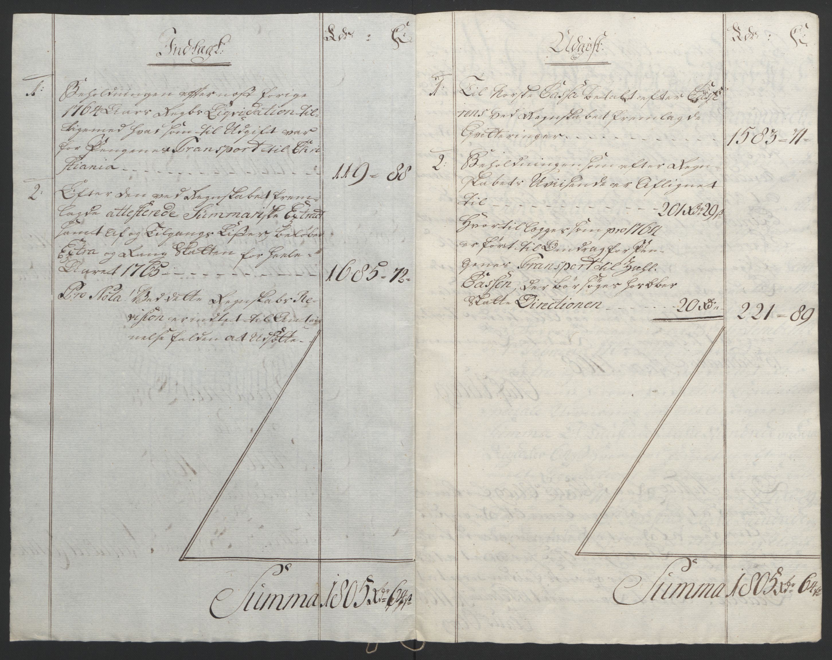 Rentekammeret inntil 1814, Reviderte regnskaper, Byregnskaper, AV/RA-EA-4066/R/Rf/L0119/0001: [F2] Kontribusjonsregnskap / Ekstraskatt, 1762-1767, s. 271