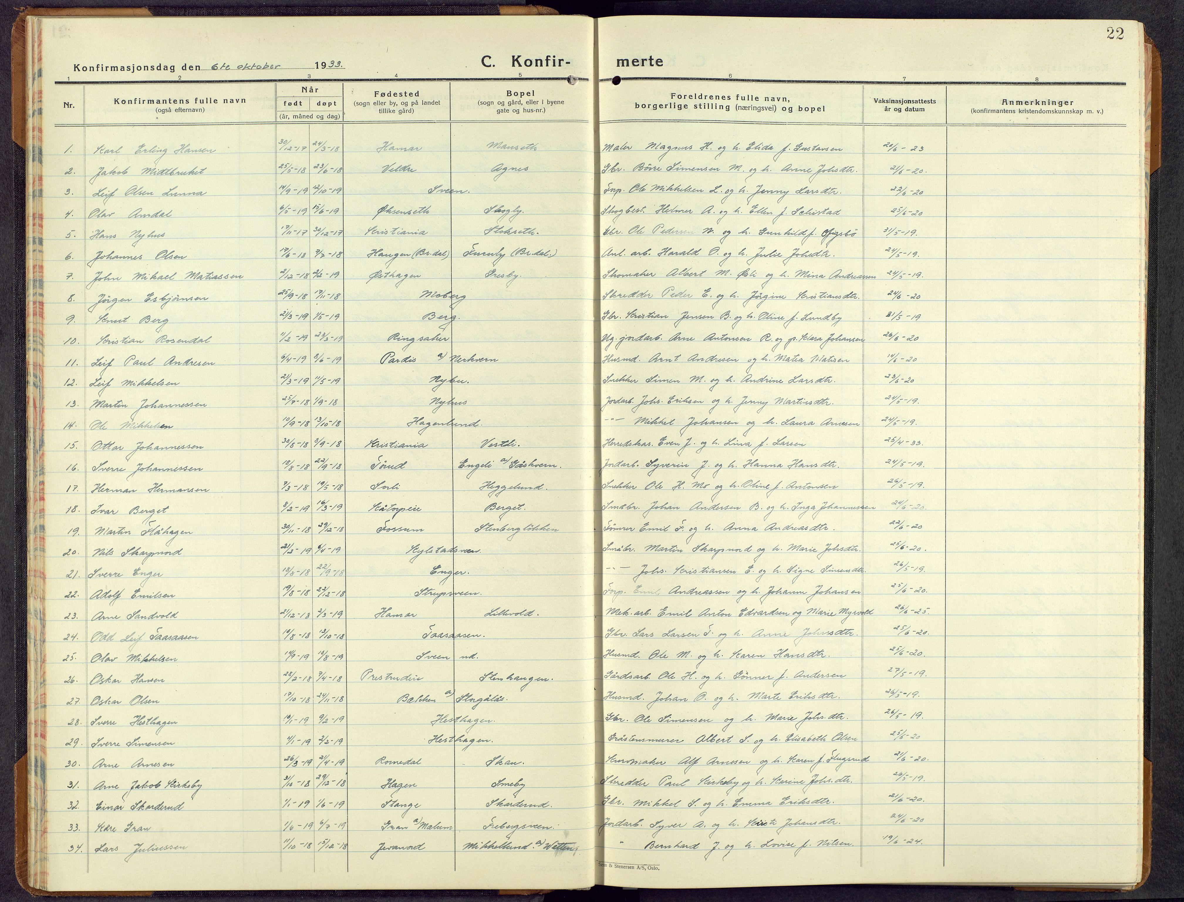 Furnes prestekontor, AV/SAH-PREST-012/L/La/L0004: Klokkerbok nr. 4, 1926-1970, s. 21b-22a