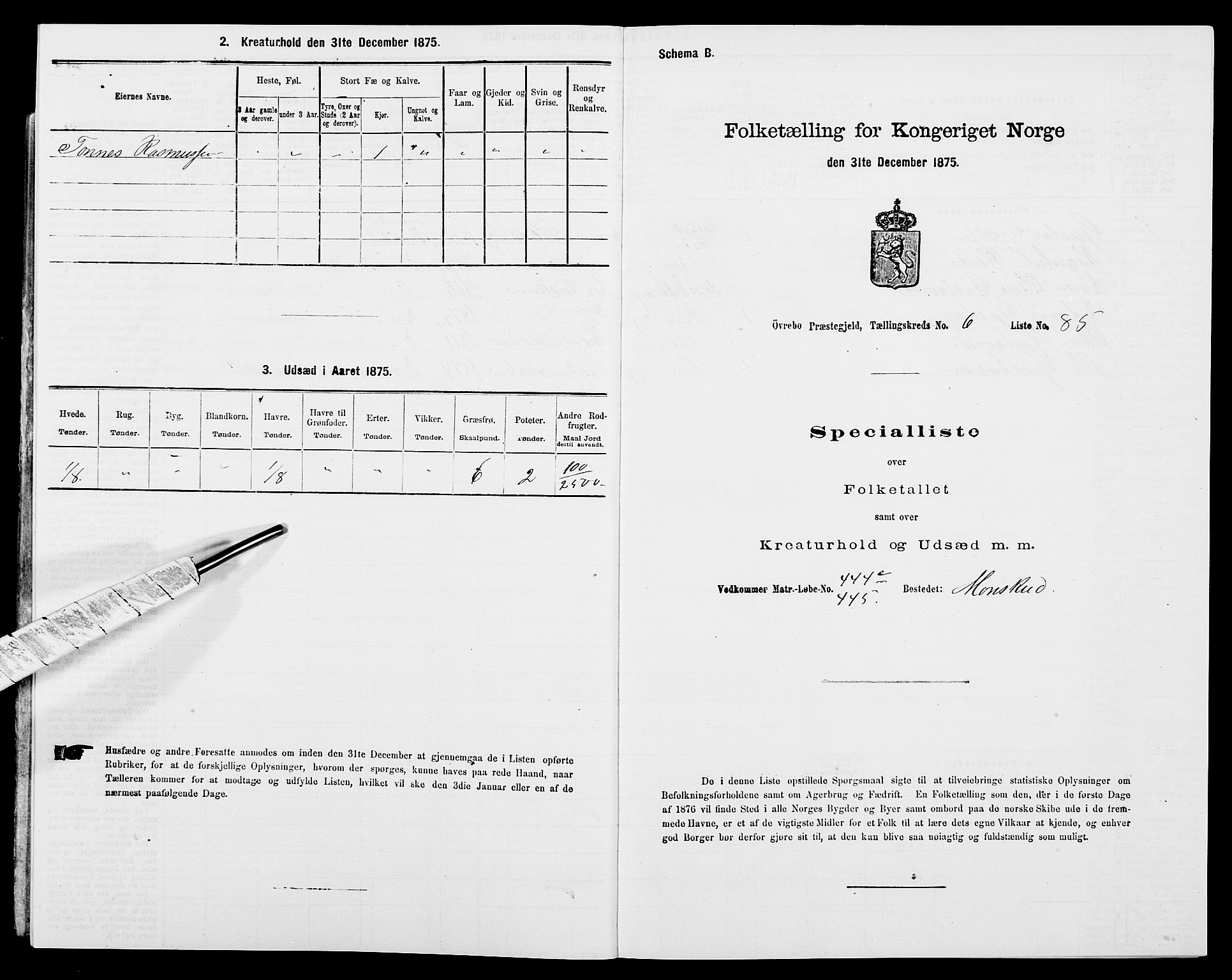 SAK, Folketelling 1875 for 1016P Øvrebø prestegjeld, 1875, s. 676