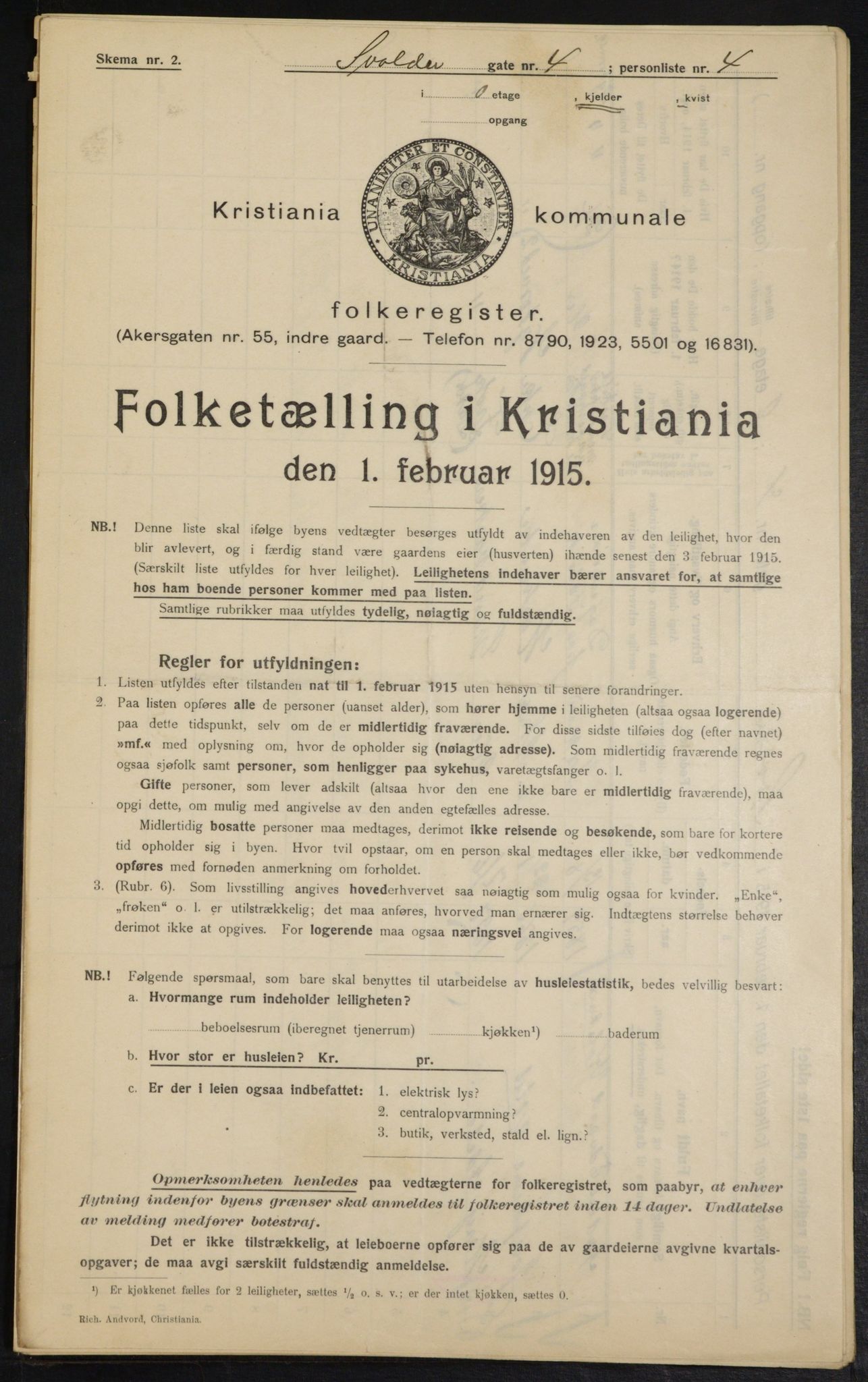 OBA, Kommunal folketelling 1.2.1915 for Kristiania, 1915, s. 106504