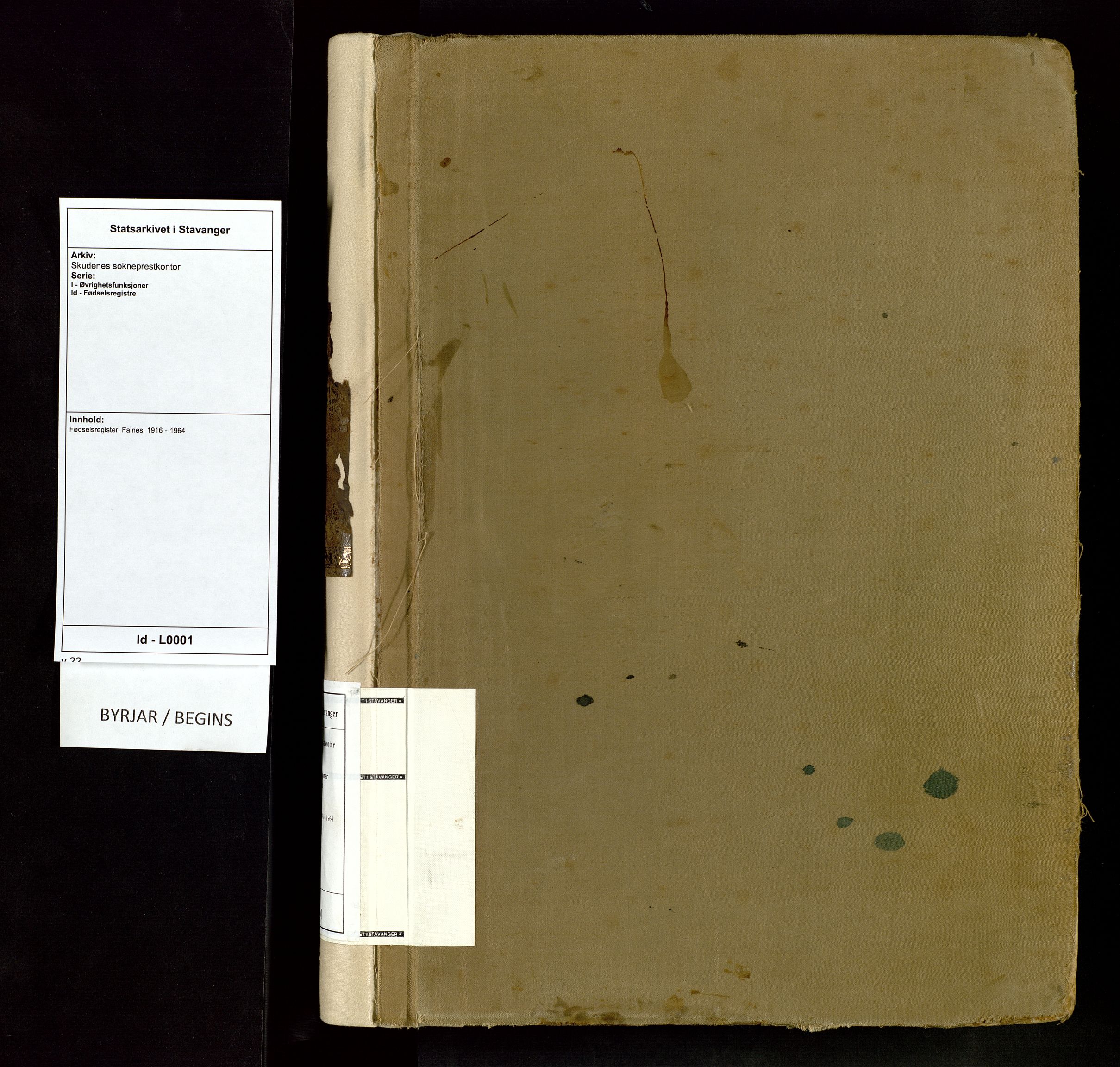Skudenes sokneprestkontor, SAST/A -101849/I/Id/L0001: Fødselsregister nr. 1, 1916-1964