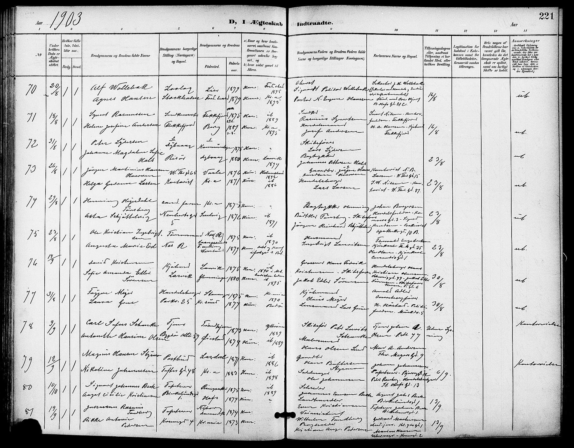 Gamle Aker prestekontor Kirkebøker, AV/SAO-A-10617a/F/L0012: Ministerialbok nr. 12, 1898-1910, s. 221