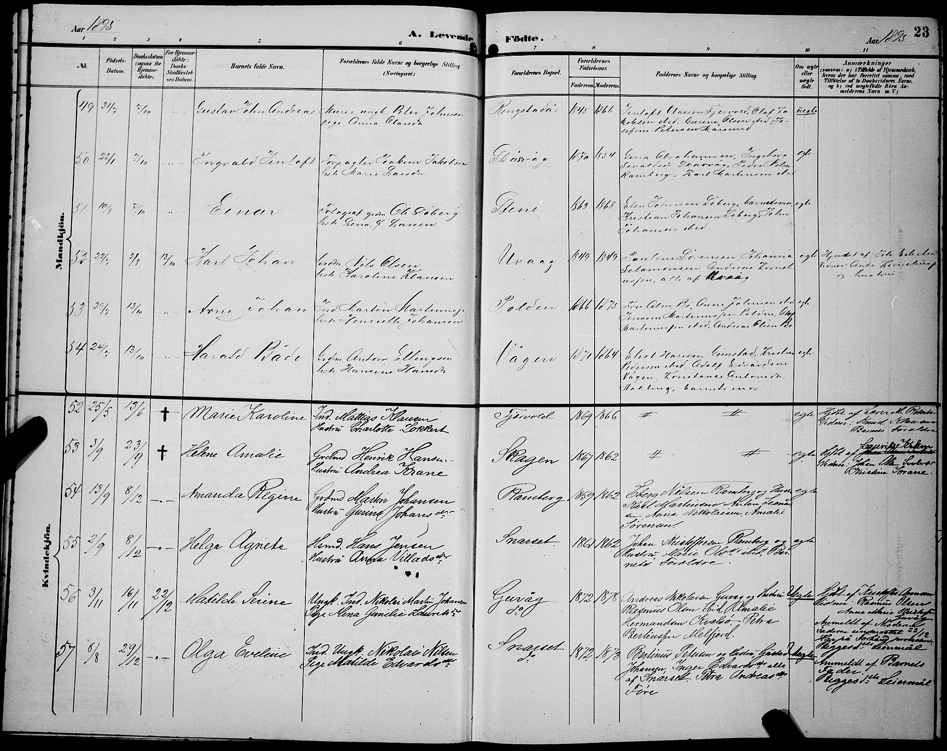 Ministerialprotokoller, klokkerbøker og fødselsregistre - Nordland, SAT/A-1459/891/L1316: Klokkerbok nr. 891C05, 1894-1898, s. 23