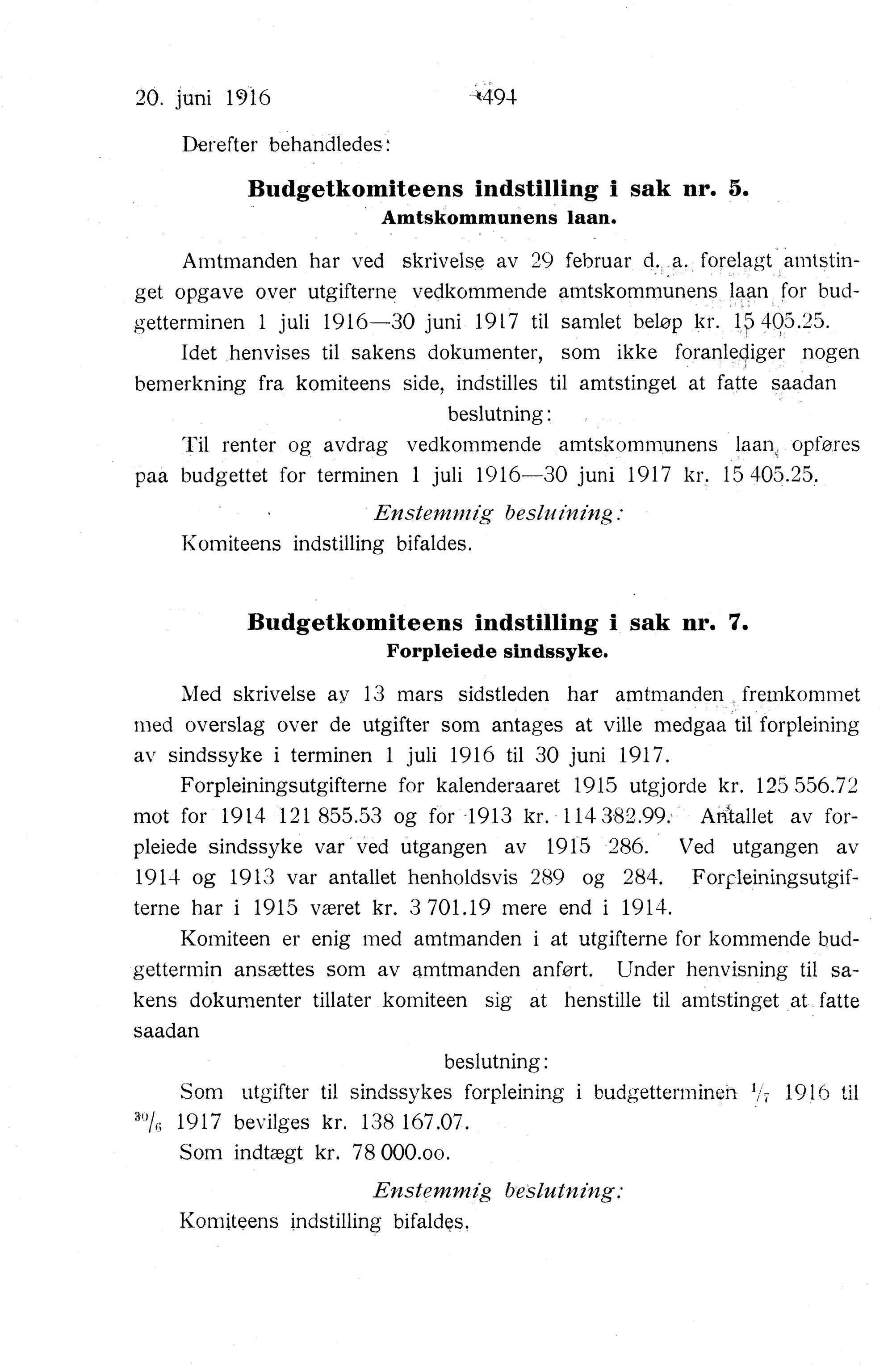 Nordland Fylkeskommune. Fylkestinget, AIN/NFK-17/176/A/Ac/L0039: Fylkestingsforhandlinger 1916, 1916