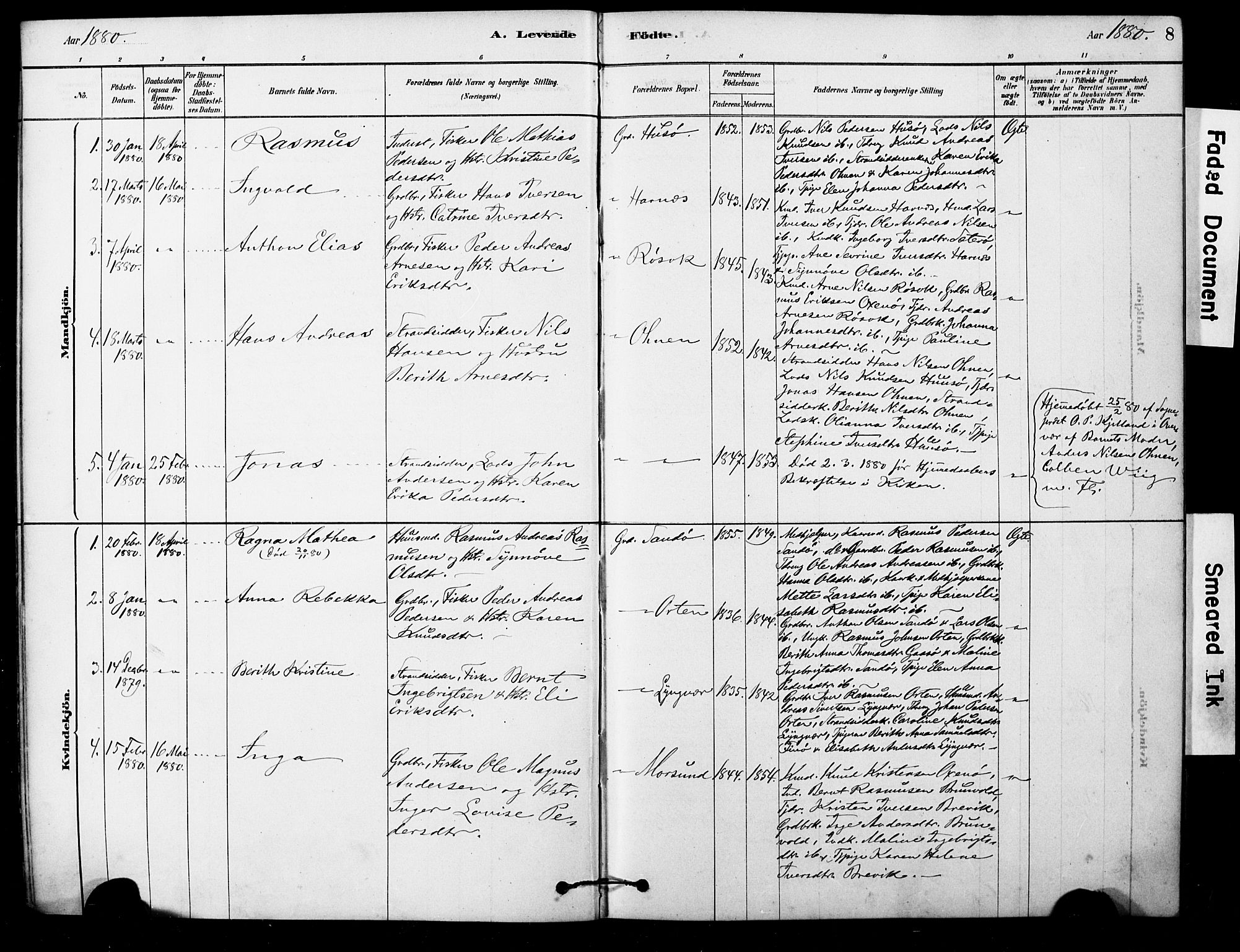 Ministerialprotokoller, klokkerbøker og fødselsregistre - Møre og Romsdal, AV/SAT-A-1454/561/L0729: Ministerialbok nr. 561A03, 1878-1900, s. 8